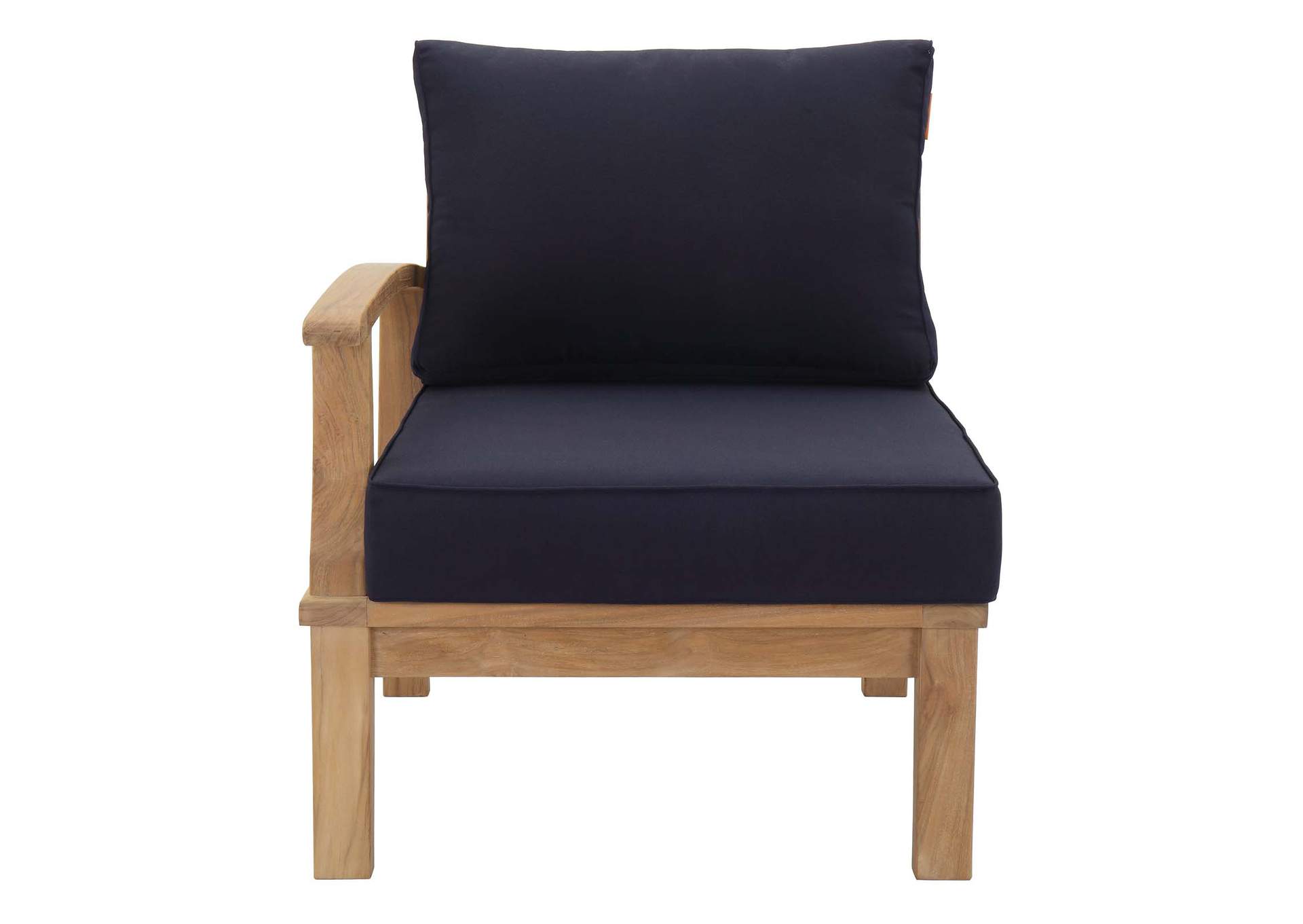 Natural Navy Marina Outdoor Patio Teak Left-Facing Sofa,Modway