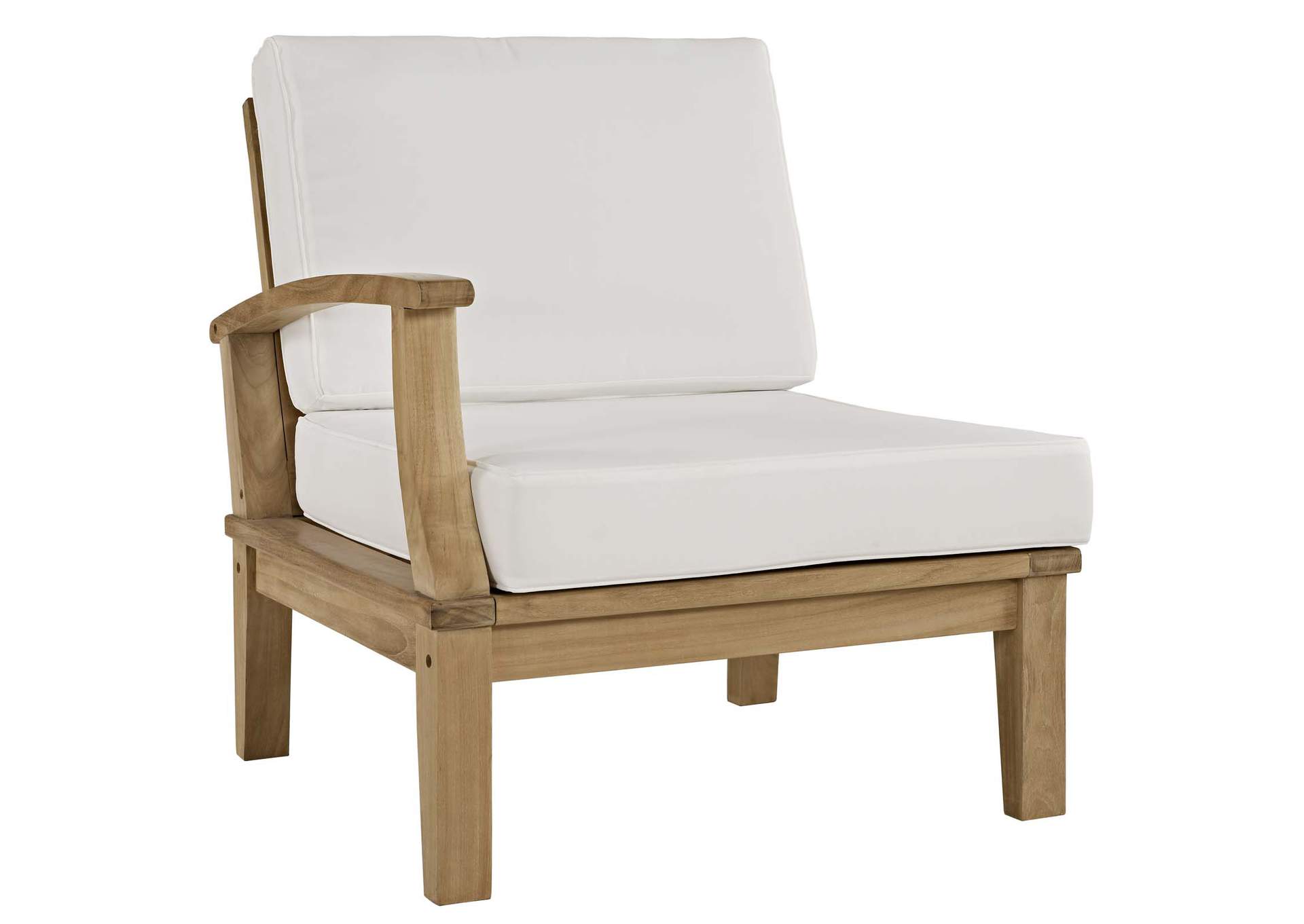 Natural White Marina Outdoor Patio Teak Left-Facing Sofa,Modway