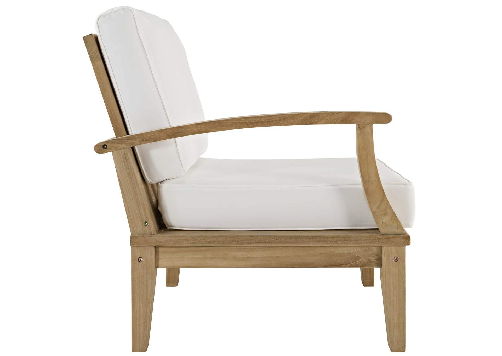 Natural White Marina Outdoor Patio Teak Left-Facing Sofa,Modway