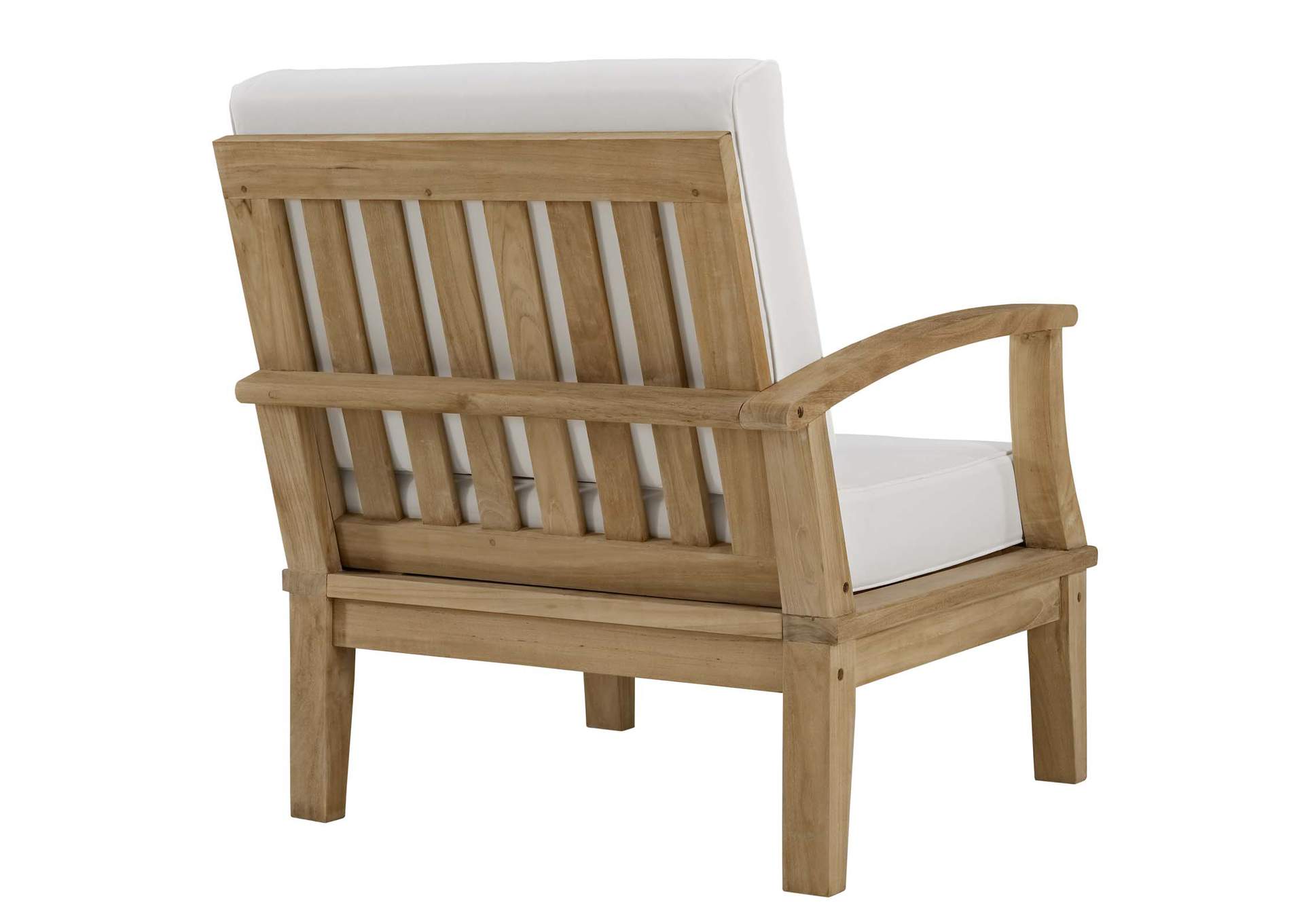 Natural White Marina Outdoor Patio Teak Left-Facing Sofa,Modway