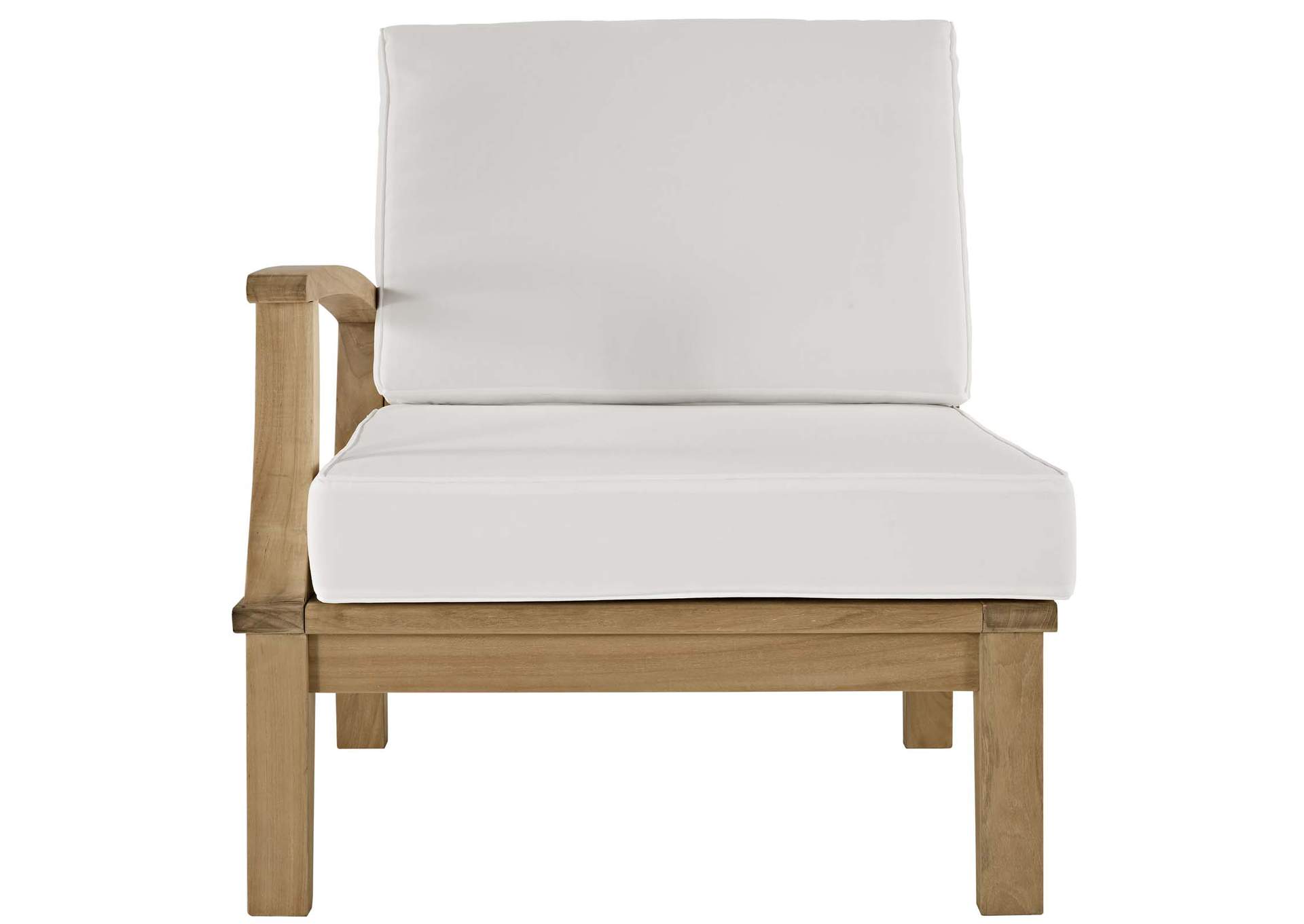 Natural White Marina Outdoor Patio Teak Left-Facing Sofa,Modway