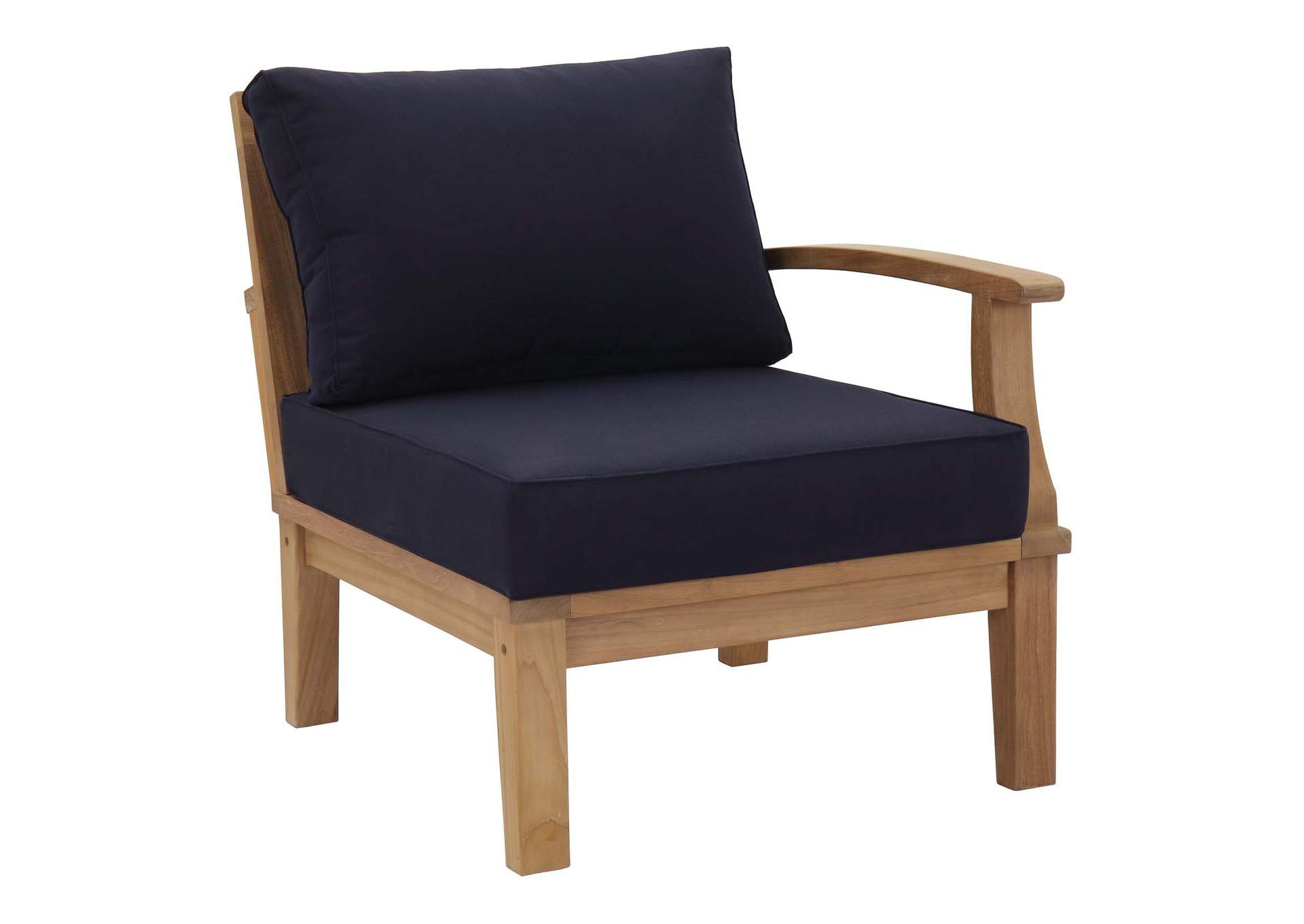 Natural Navy Marina Outdoor Patio Teak Right-Facing Sofa,Modway