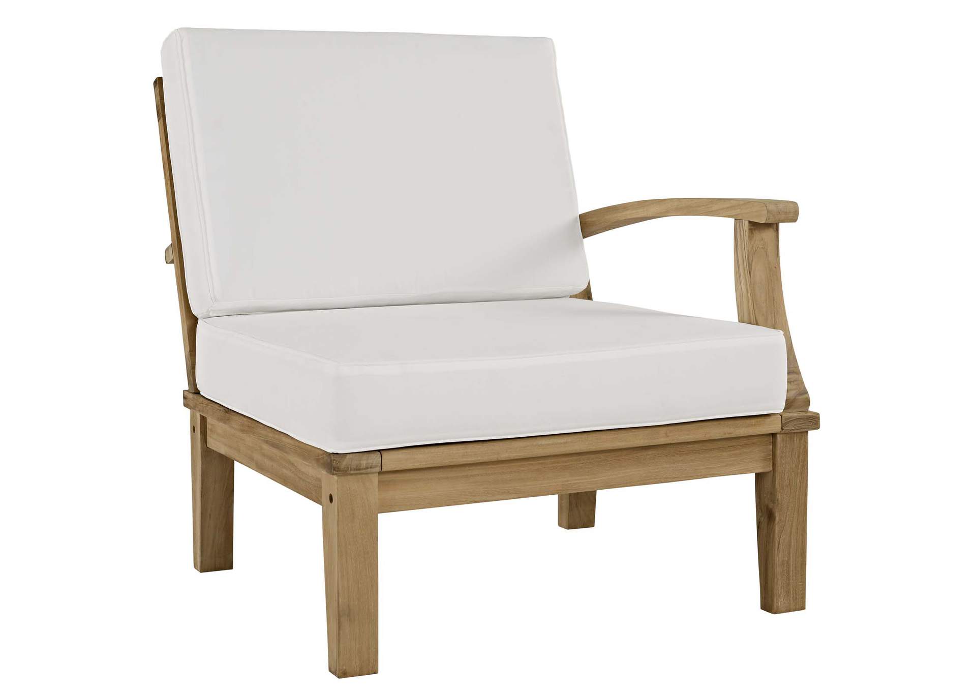 Natural White Marina Outdoor Patio Teak Right-Facing Sofa,Modway