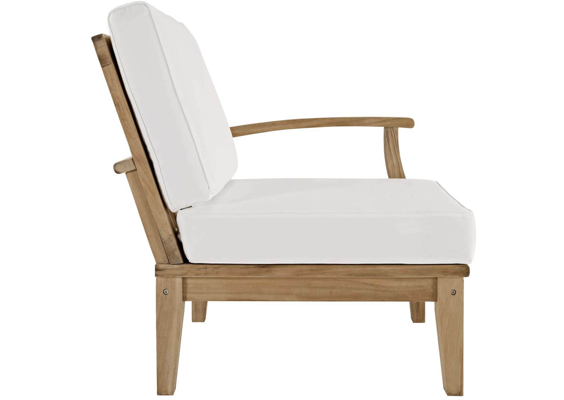 Natural White Marina Outdoor Patio Teak Right-Facing Sofa,Modway