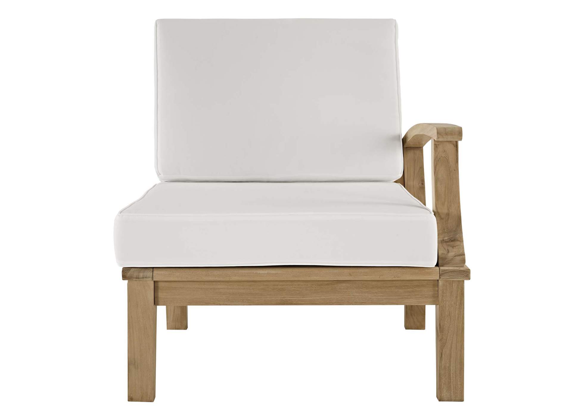 Natural White Marina Outdoor Patio Teak Right-Facing Sofa,Modway