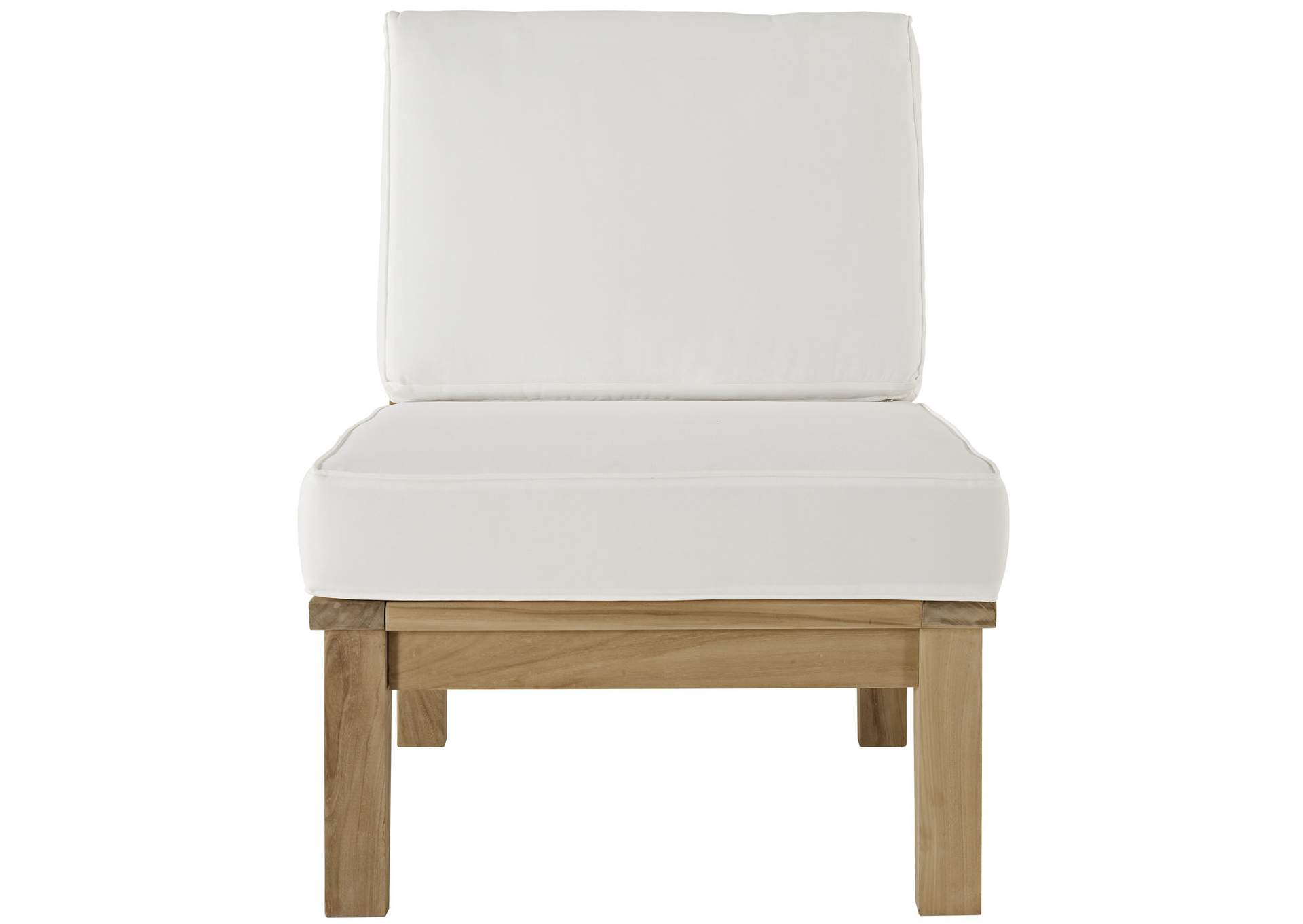 Marina Natural White Armless Outdoor Patio Teak Sofa,Modway