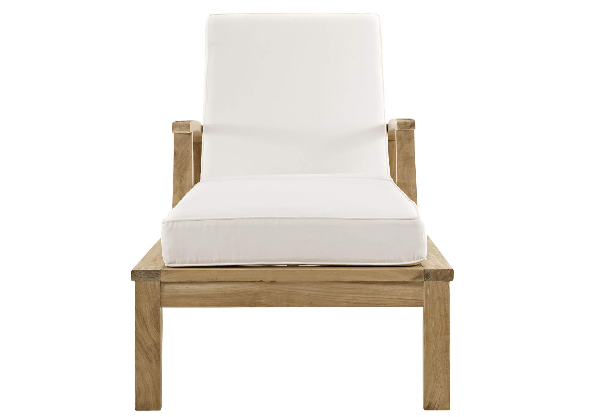 Natural White Marina Outdoor Patio Teak Single Chaise,Modway