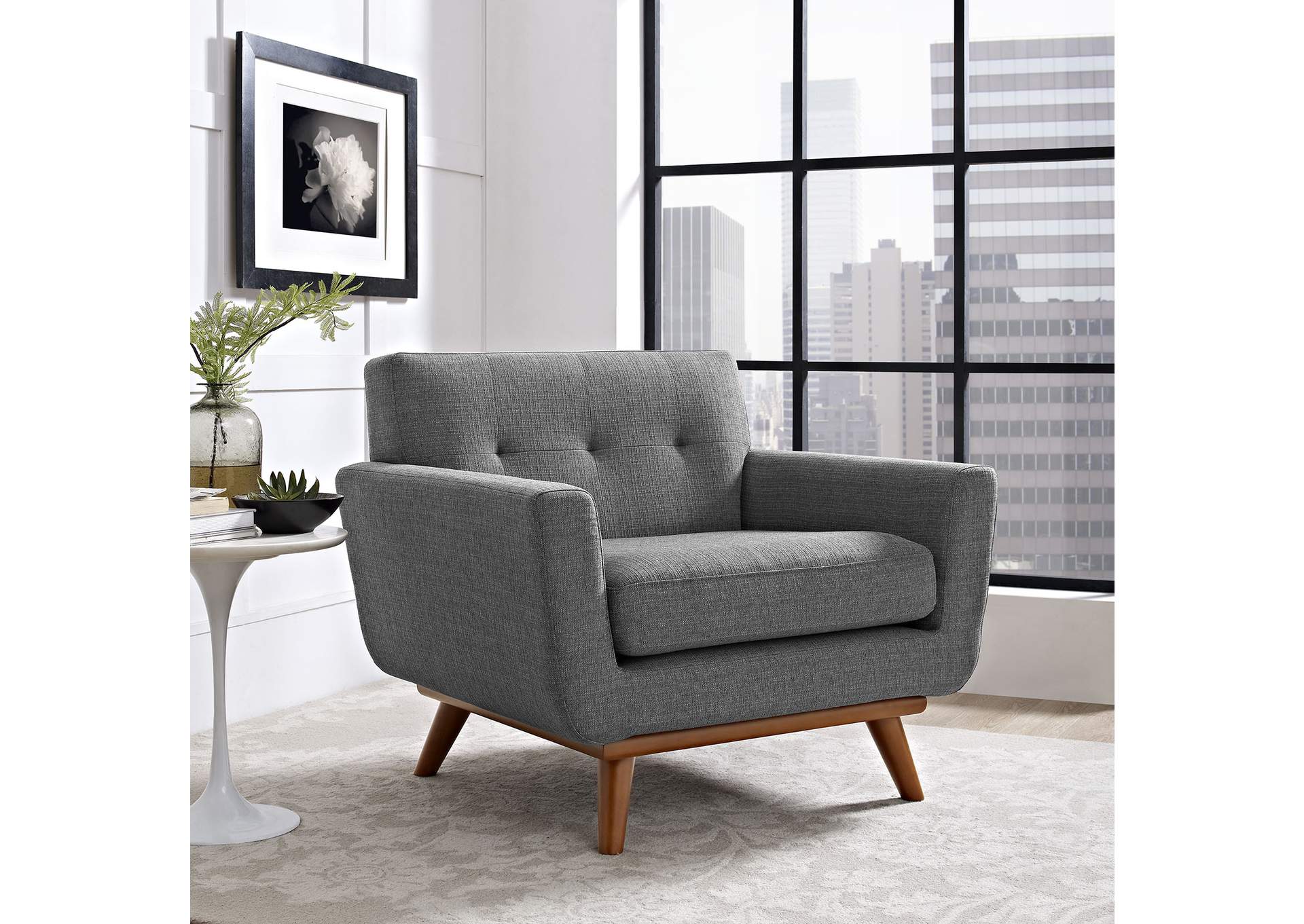 Gray Engage Upholstered Fabric Arm Chair,Modway