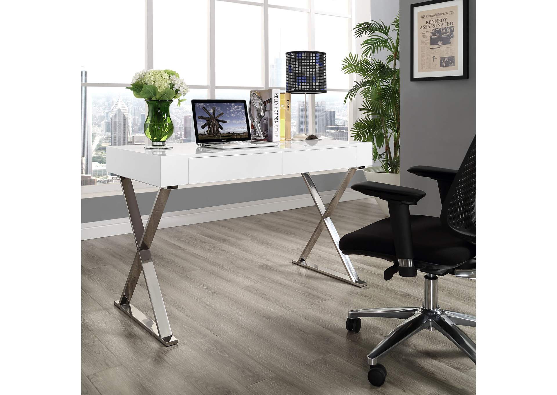 White Sector Office Desk,Modway