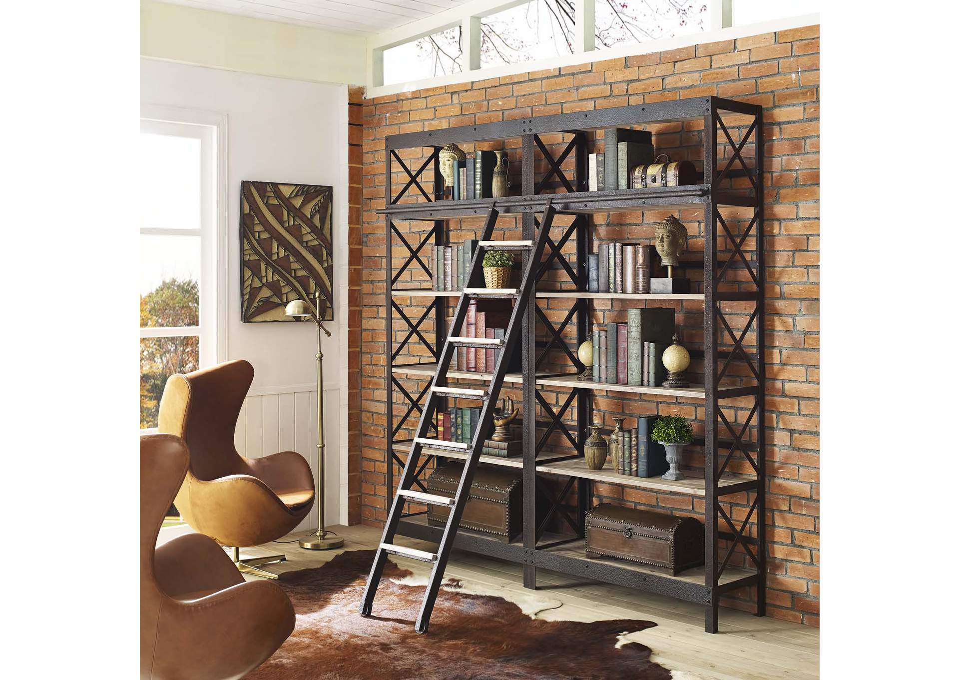 Brown Headway Wood Bookshelf,Modway