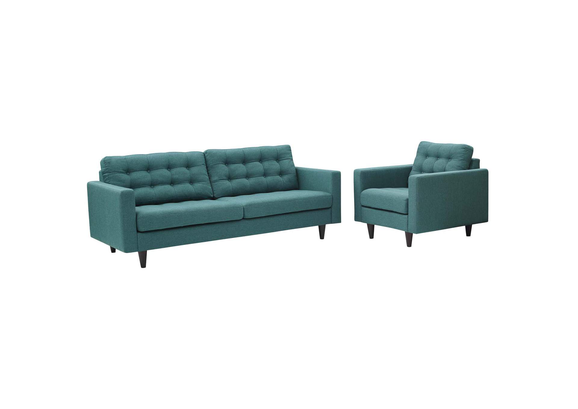 Teal Empress Armchair and Sofa [Set of 2],Modway