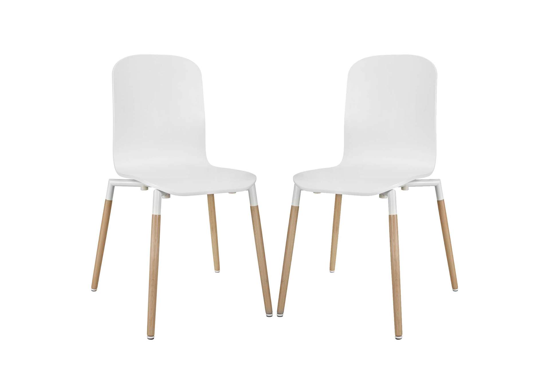 White Stack Dining Chairs Wood [Set of 2],Modway