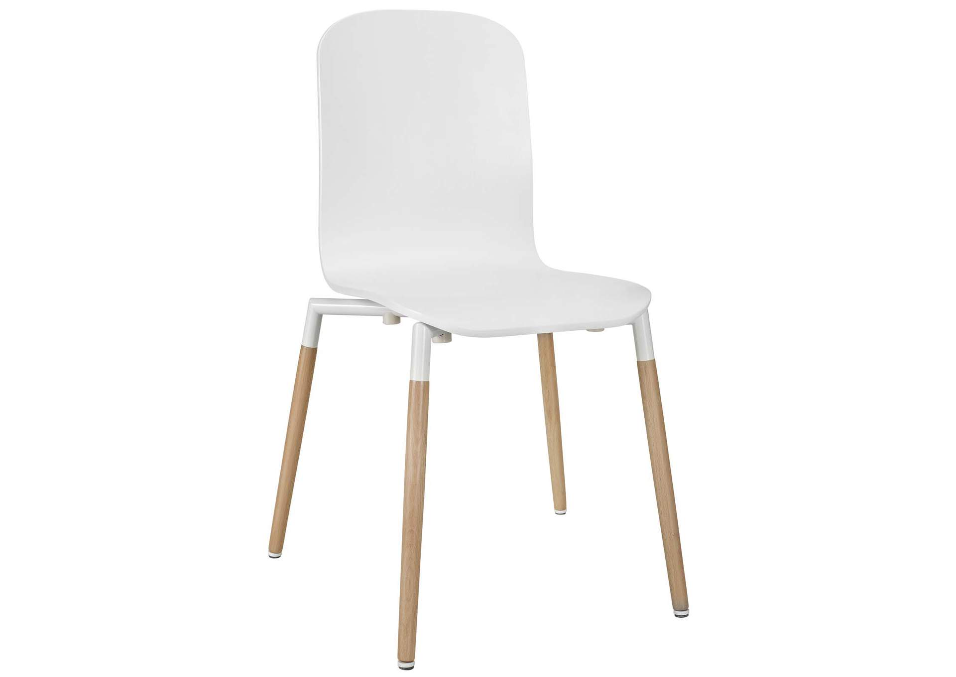 White Stack Dining Chairs and Table Wood [Set of 5],Modway