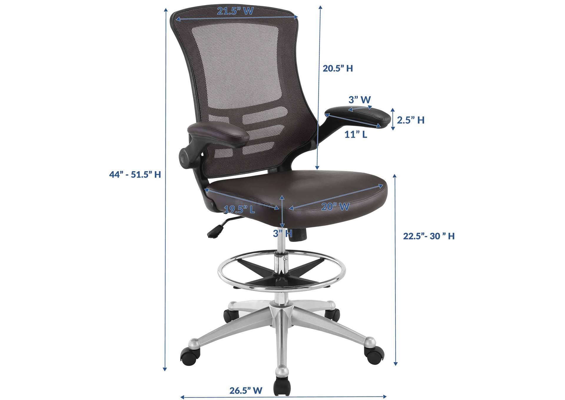 Brown Attainment Vinyl Drafting Chair,Modway