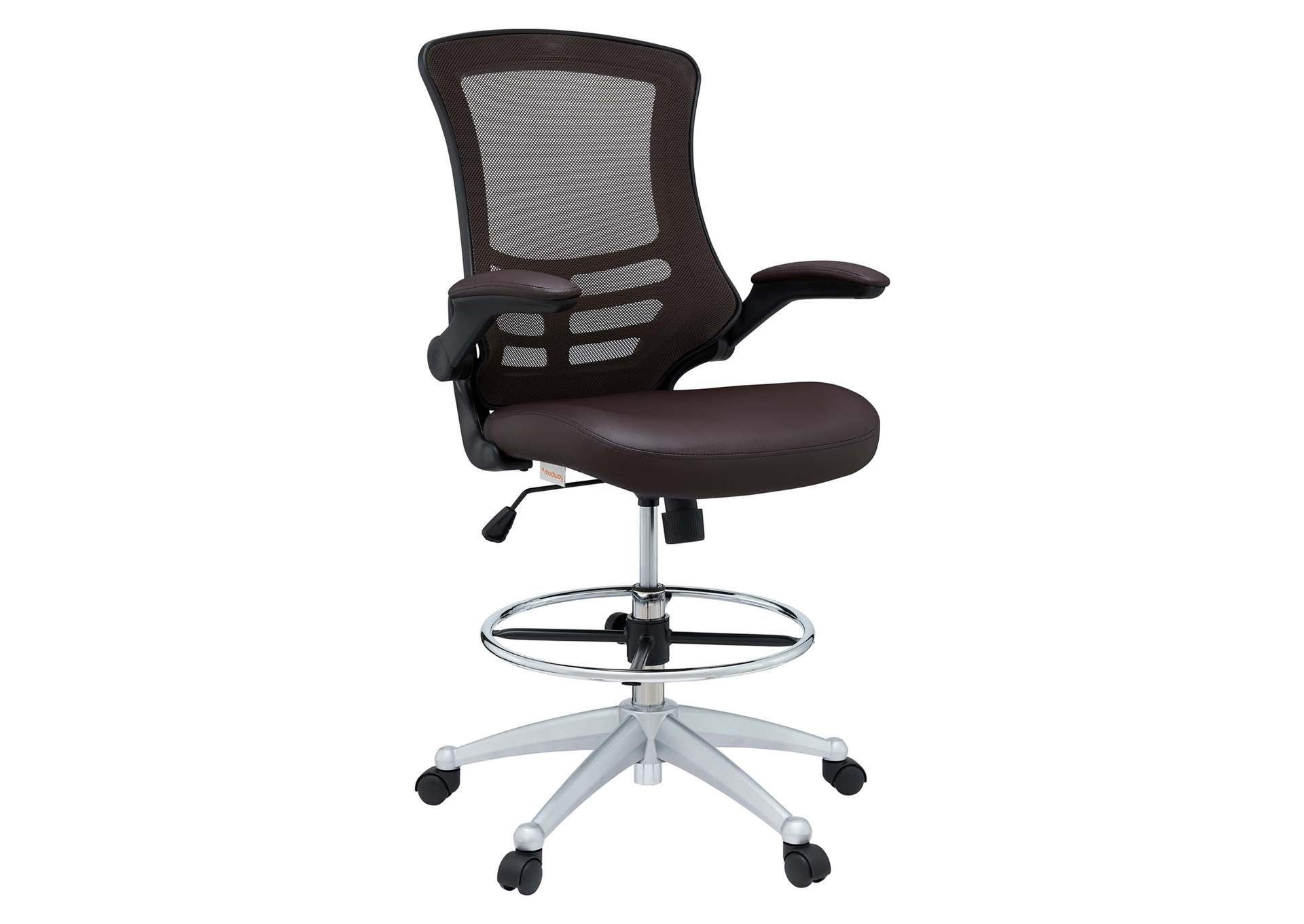 Brown Attainment Vinyl Drafting Chair,Modway