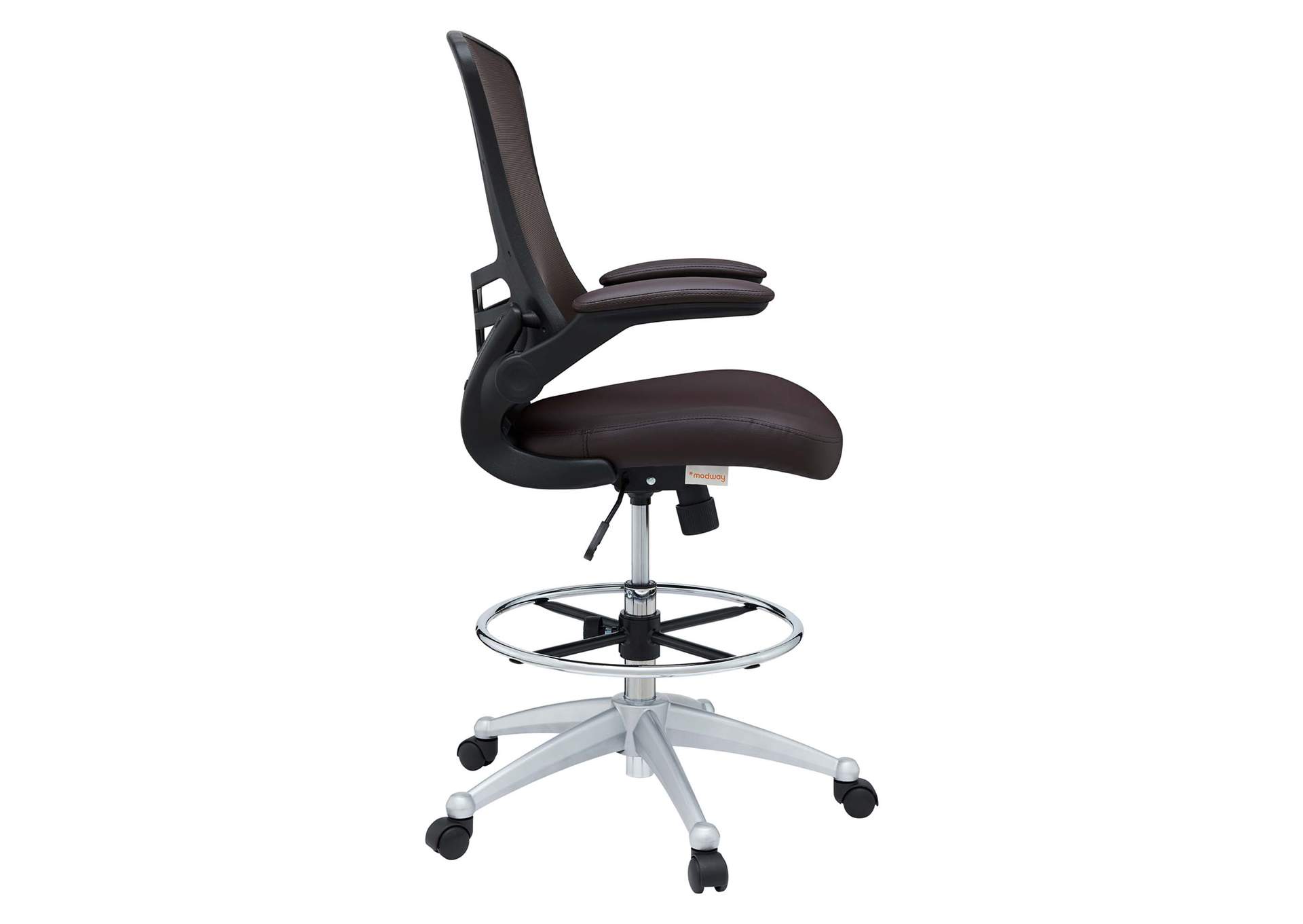 Brown Attainment Vinyl Drafting Chair,Modway