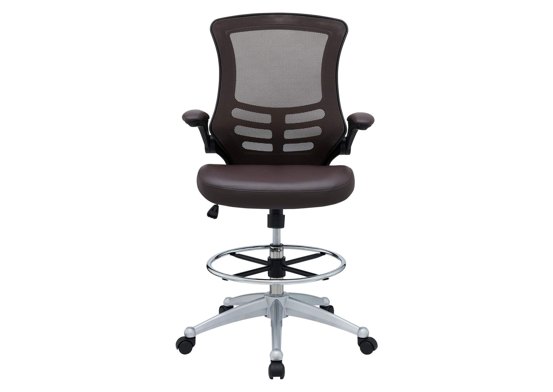 Brown Attainment Vinyl Drafting Chair,Modway