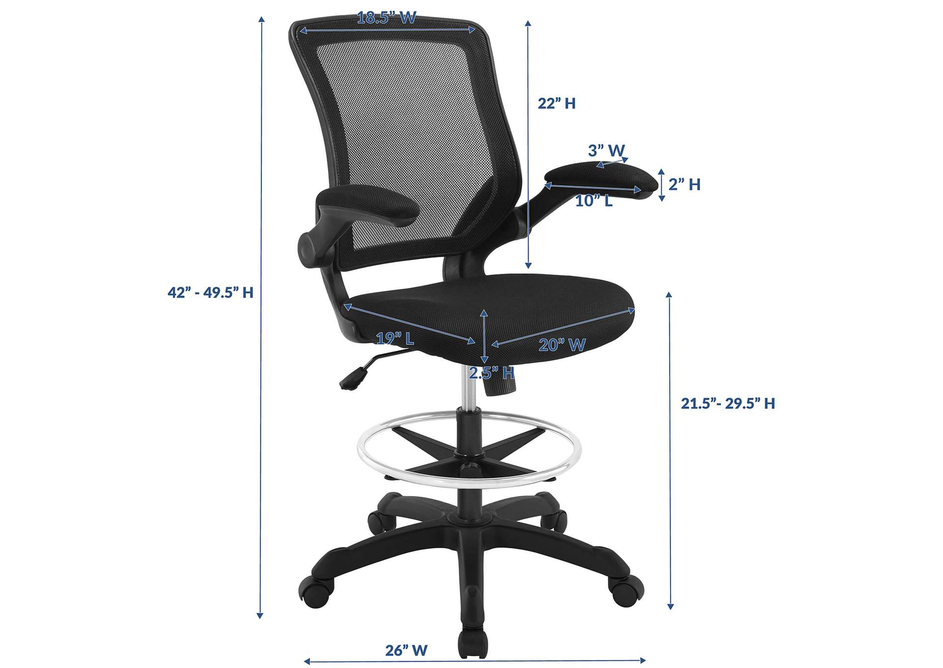 Black Veer Drafting Chair,Modway