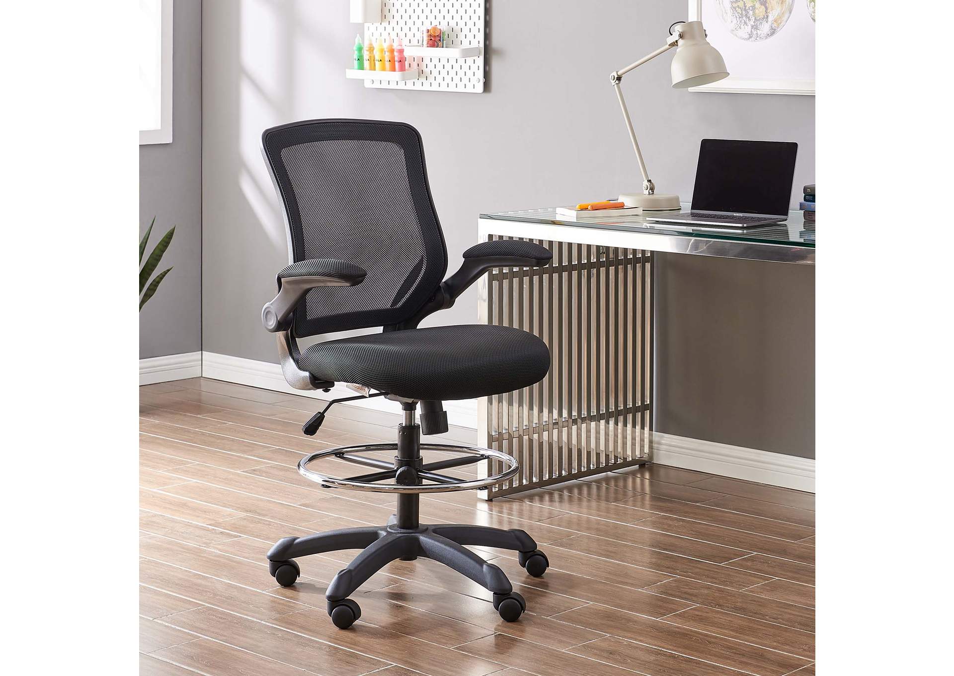 Black Veer Drafting Chair,Modway