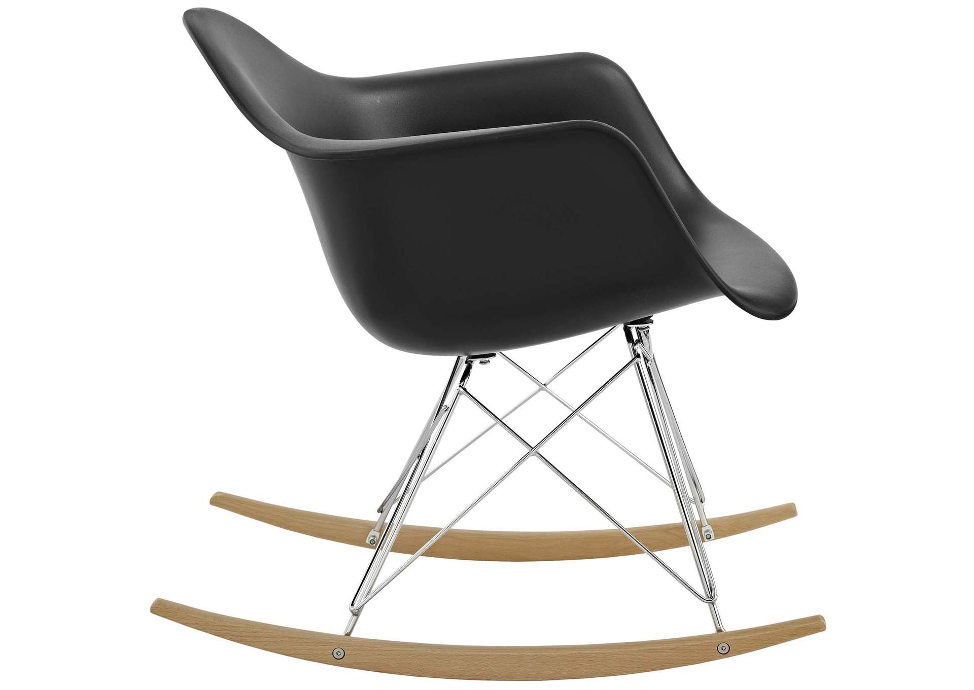 Black Rocker Plastic Lounge Chair,Modway