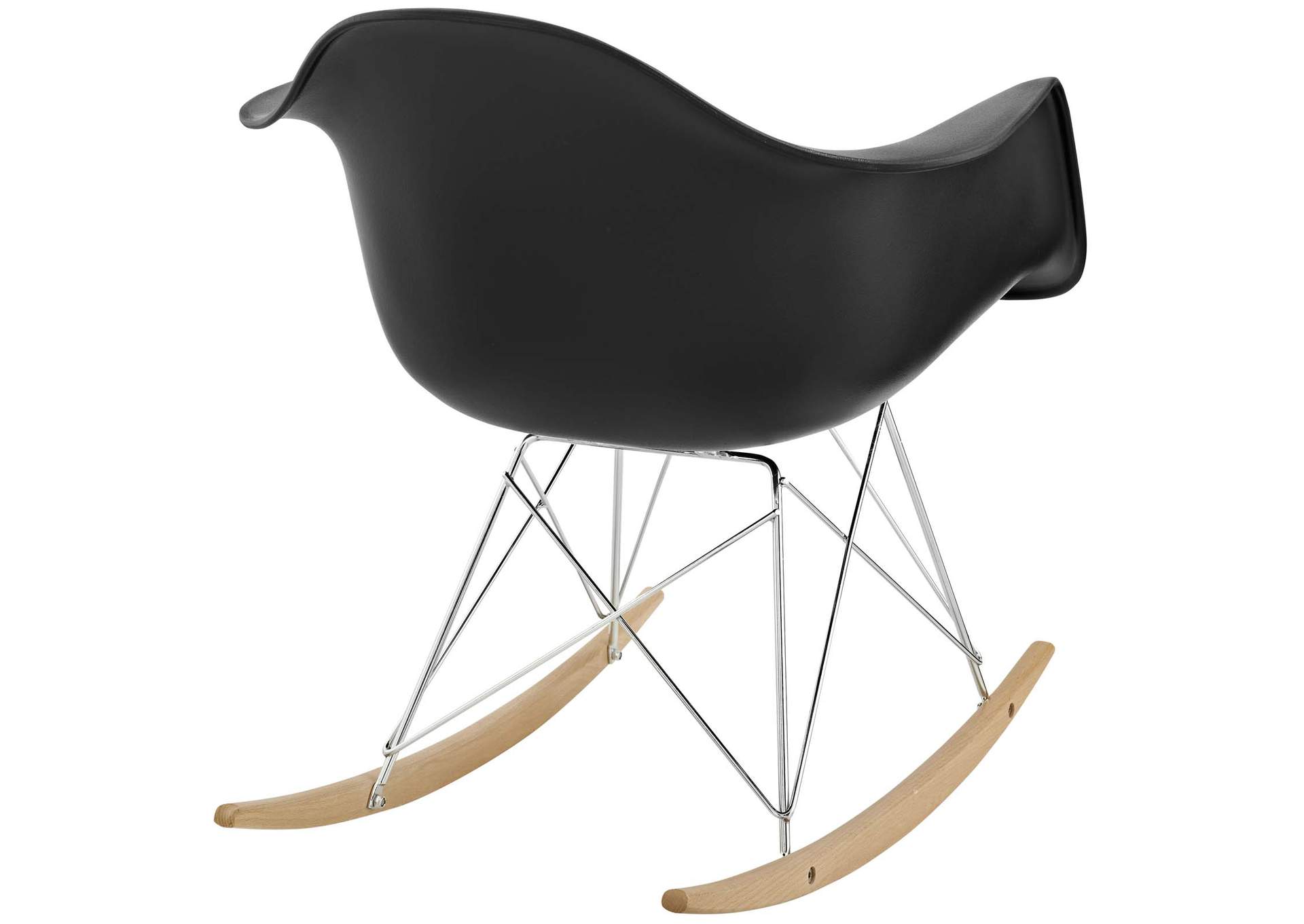 Black Rocker Plastic Lounge Chair,Modway