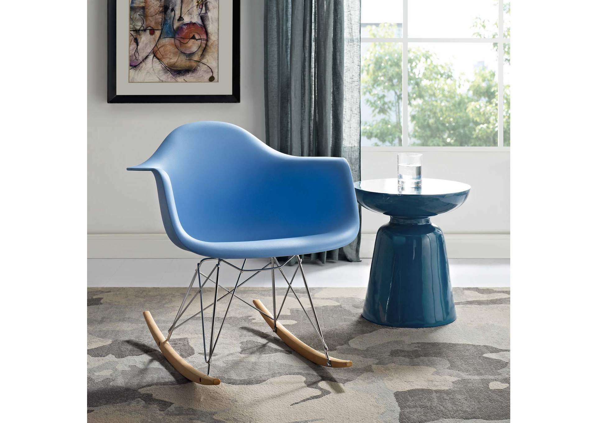 Blue Rocker Plastic Lounge Chair,Modway