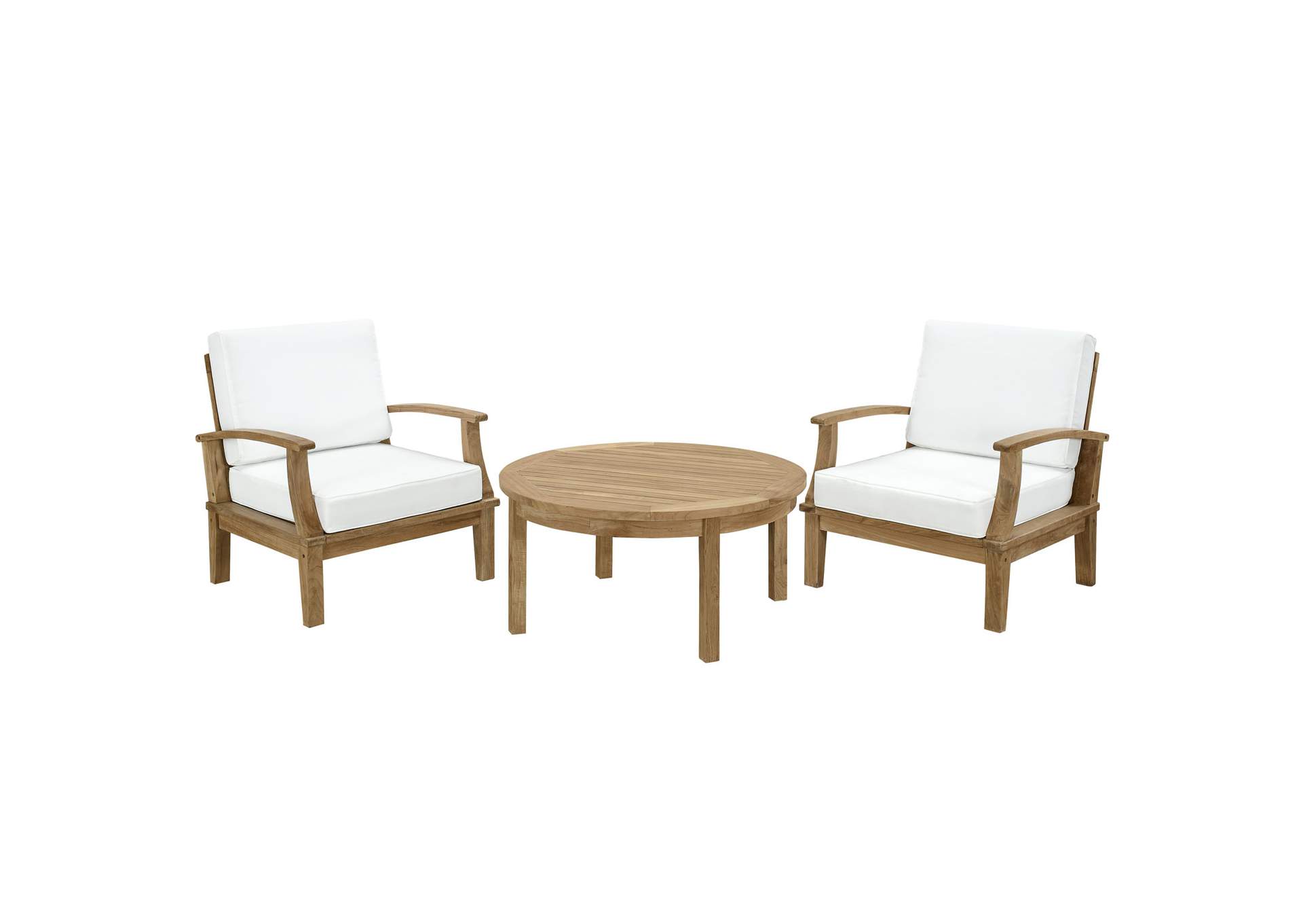 Marina Natural White 3 Piece Outdoor Patio Teak Set,Modway