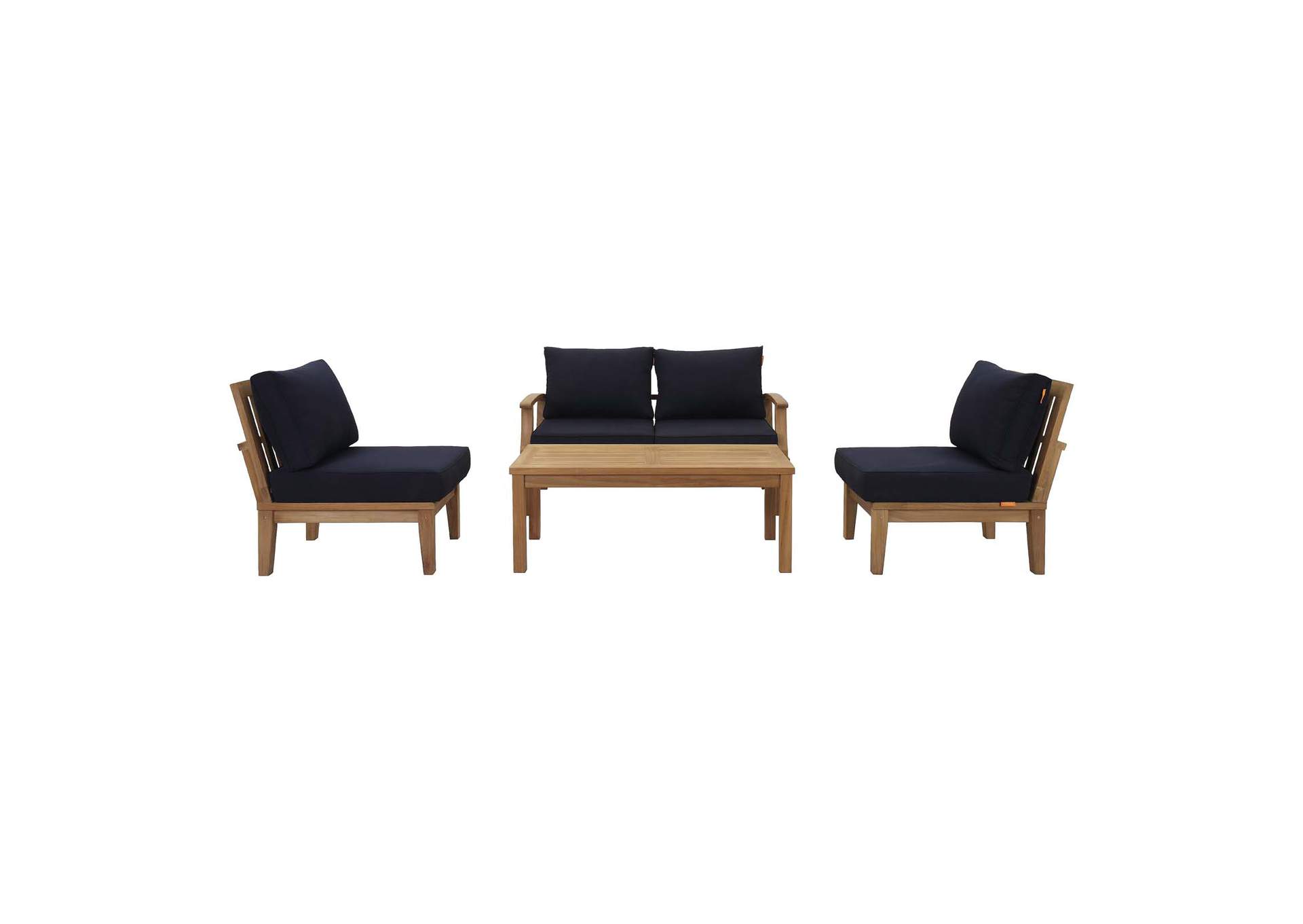 Marina Natural Navy 5 Piece Outdoor Patio Teak Set,Modway