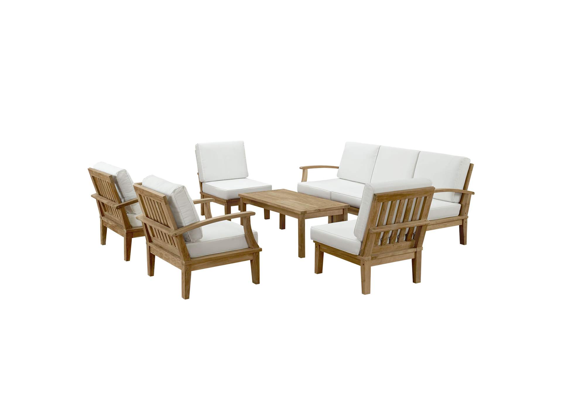 Marina Natural White 8 Piece Outdoor Patio Teak Set,Modway