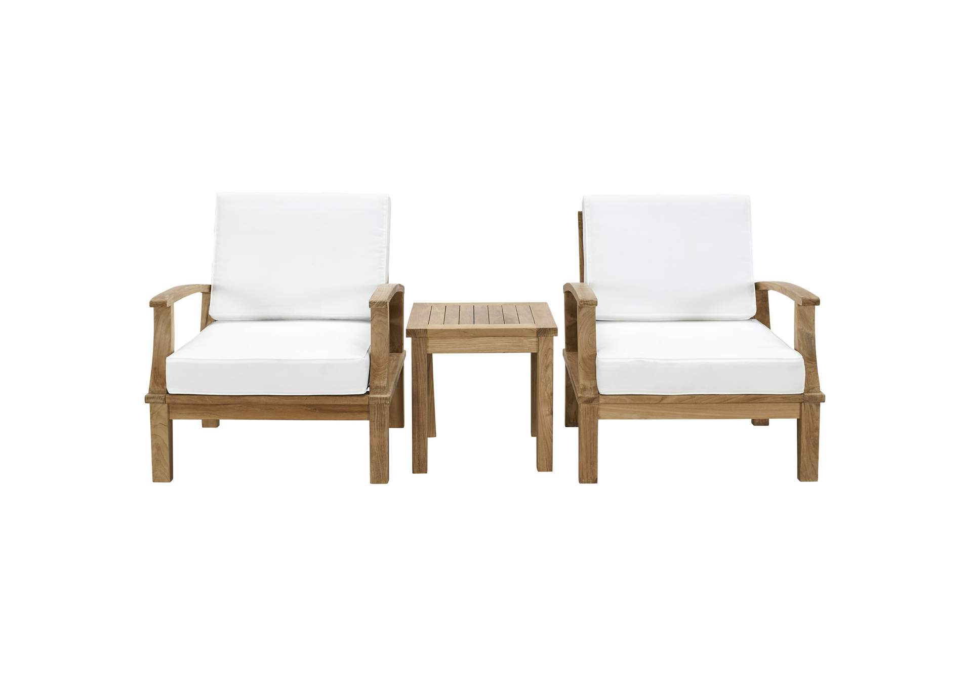 Marina Natural White 3 Piece Outdoor Patio Teak Set,Modway