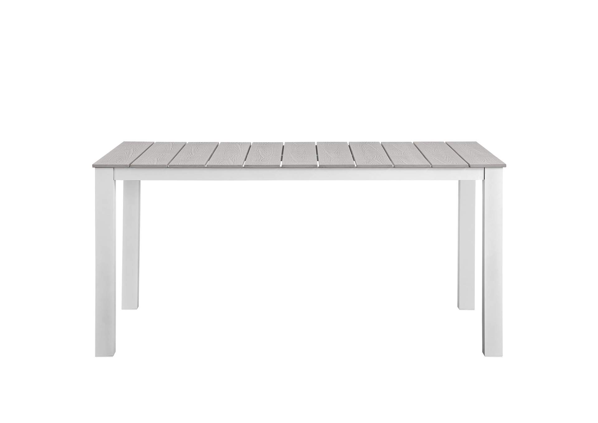 White Light Gray Maine 63" Outdoor Patio Dining Table,Modway