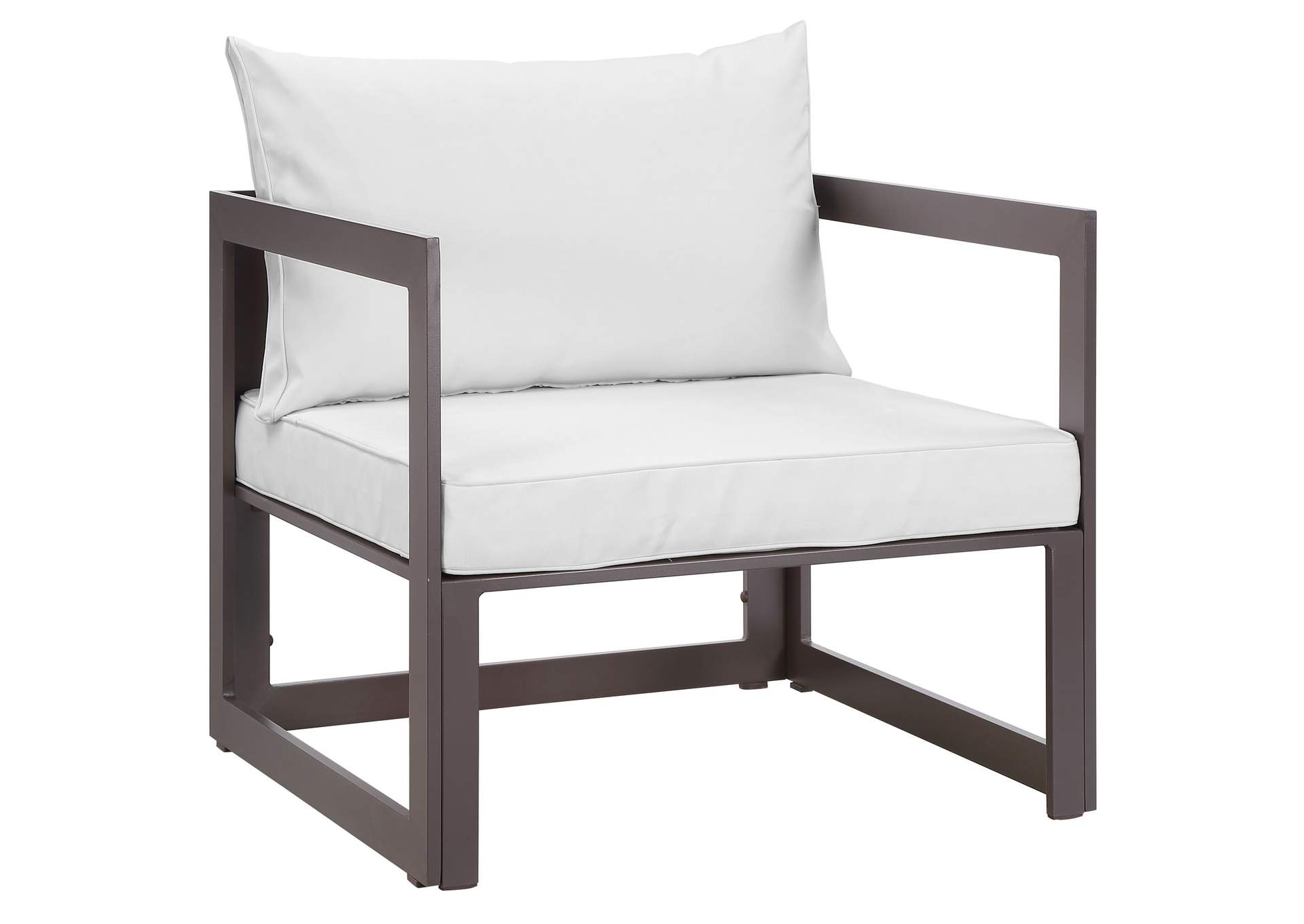 Brown White Fortuna Outdoor Patio Armchair,Modway