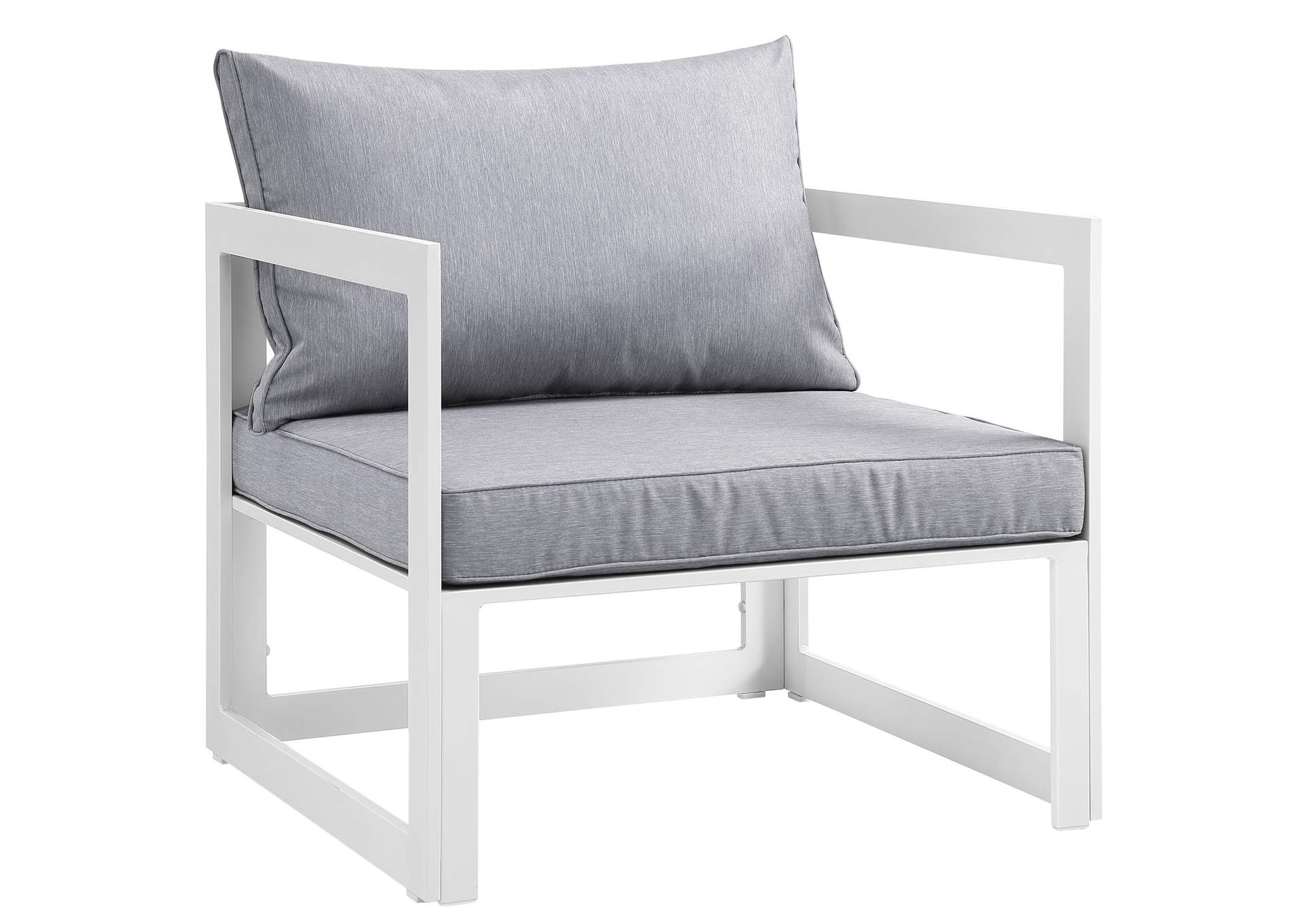 White Gray Fortuna Outdoor Patio Armchair,Modway