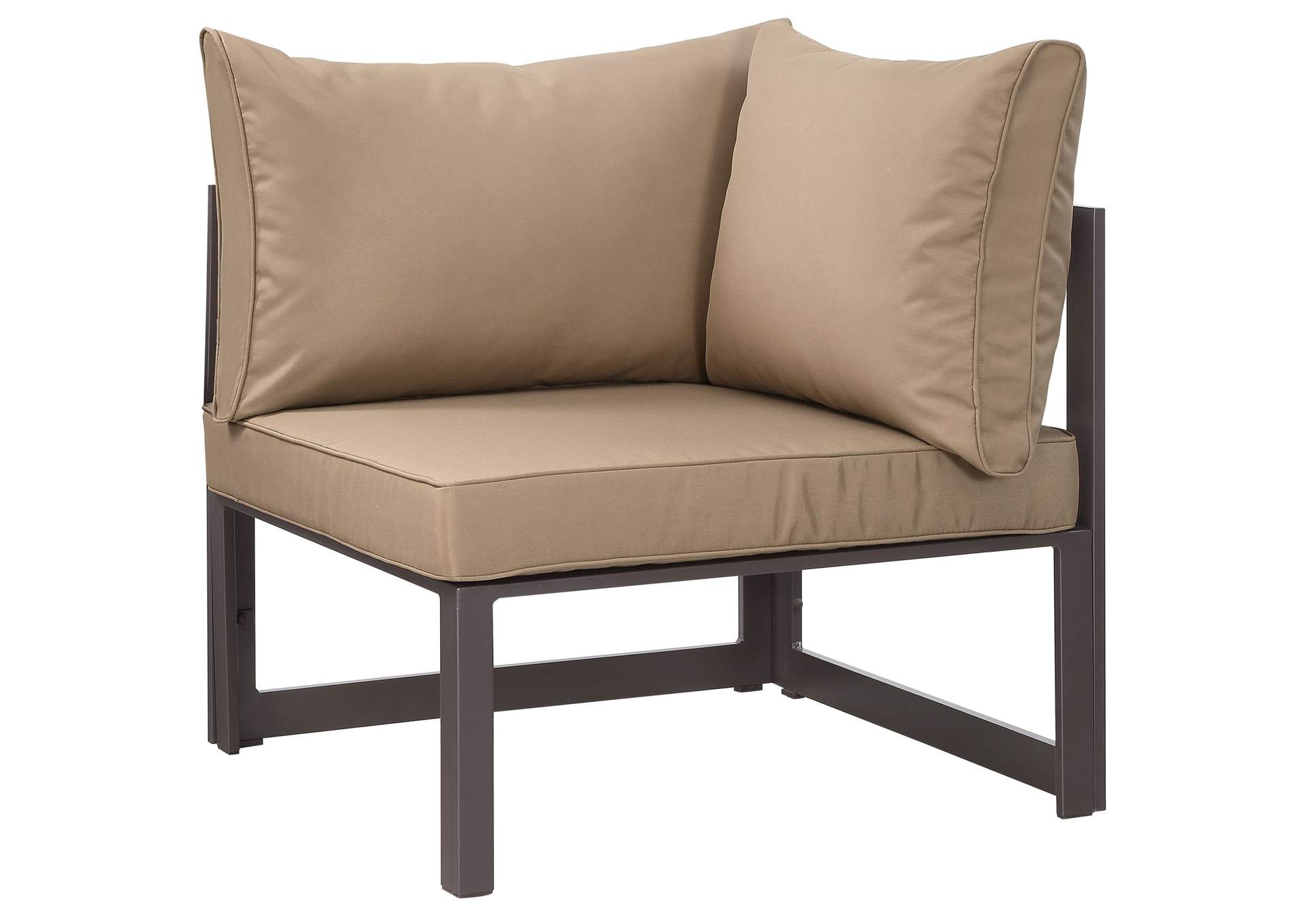 Brown Mocha Fortuna Corner Outdoor Patio Armchair,Modway