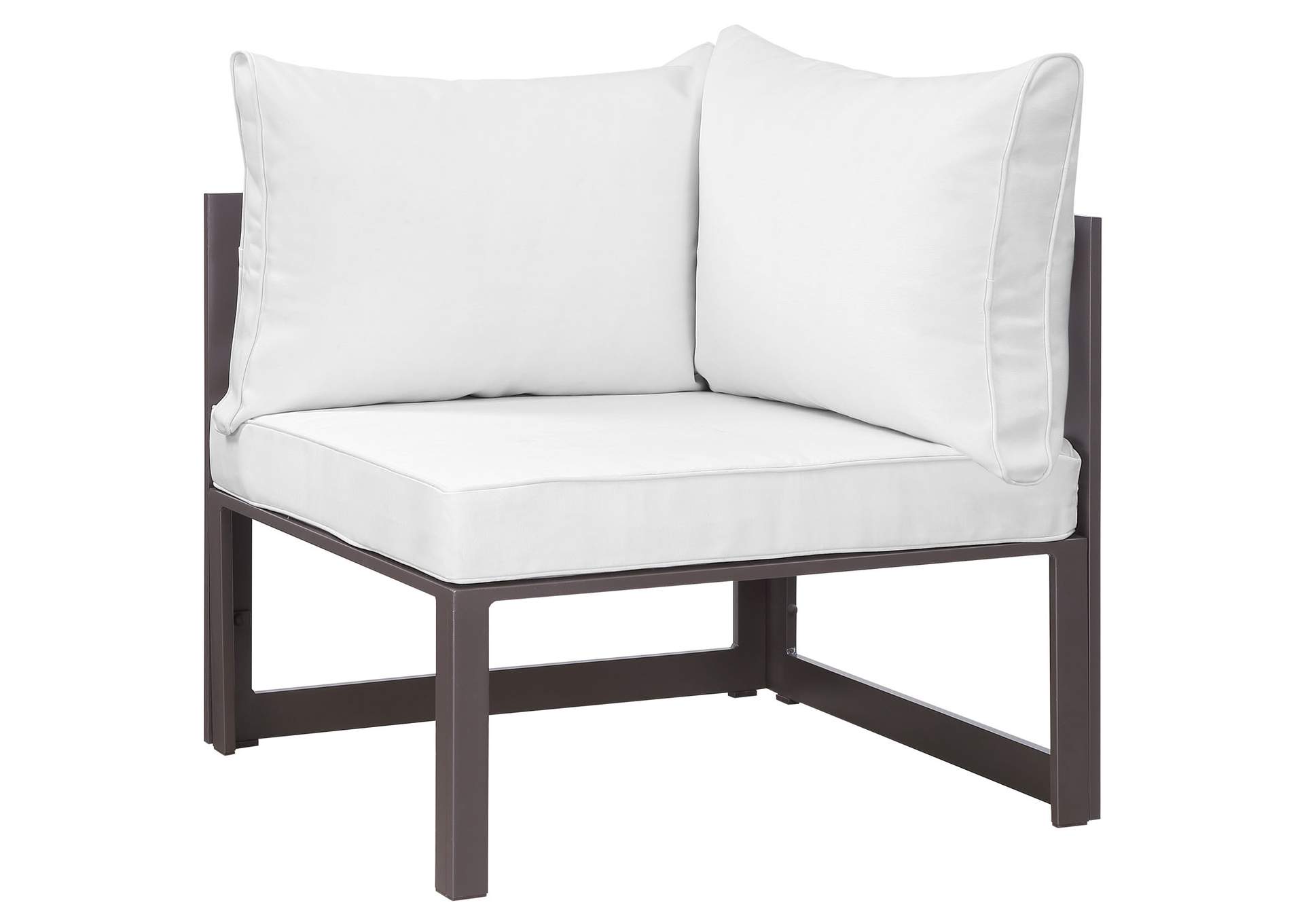 Brown White Fortuna Corner Outdoor Patio Armchair,Modway