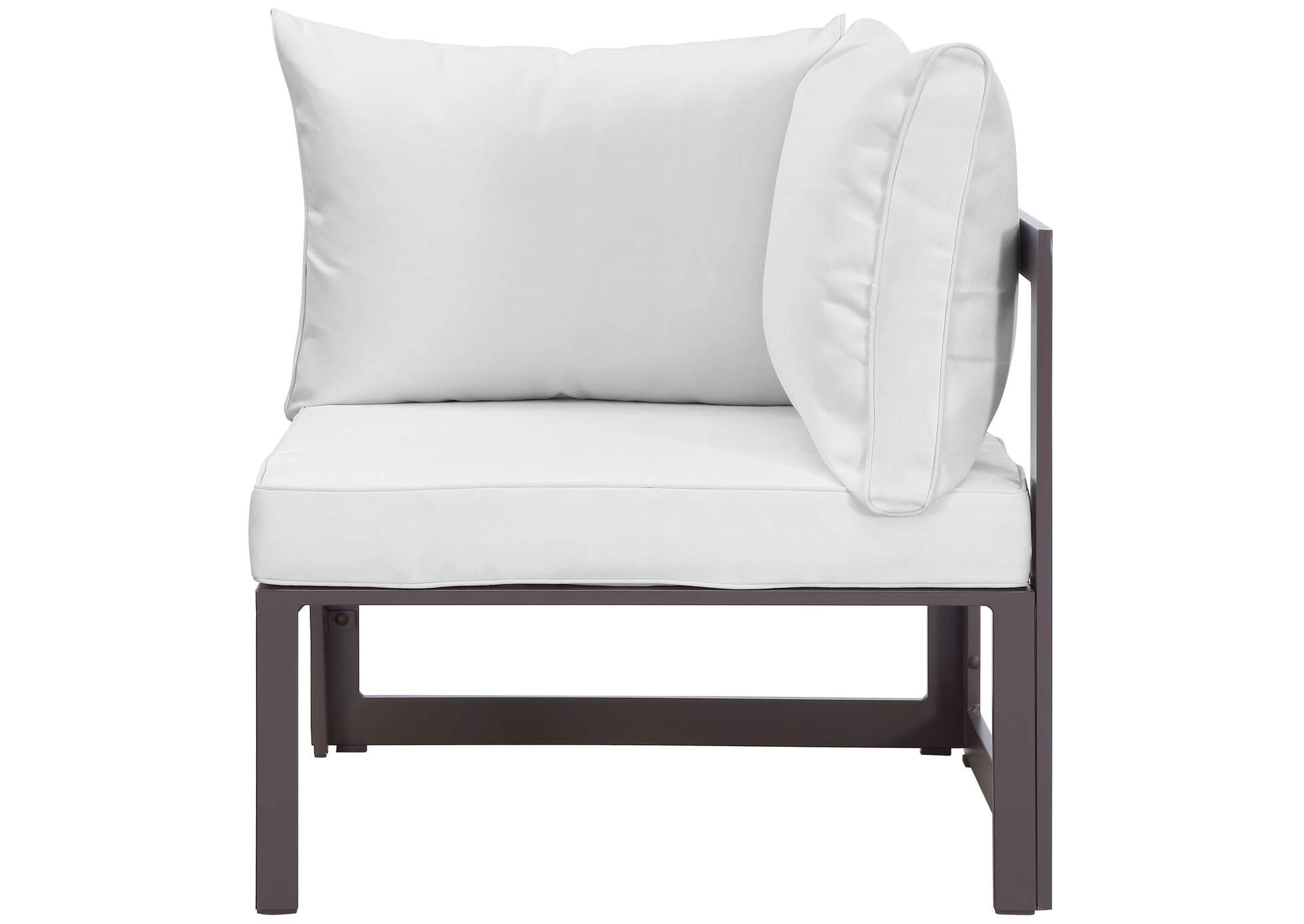 Brown White Fortuna Corner Outdoor Patio Armchair,Modway