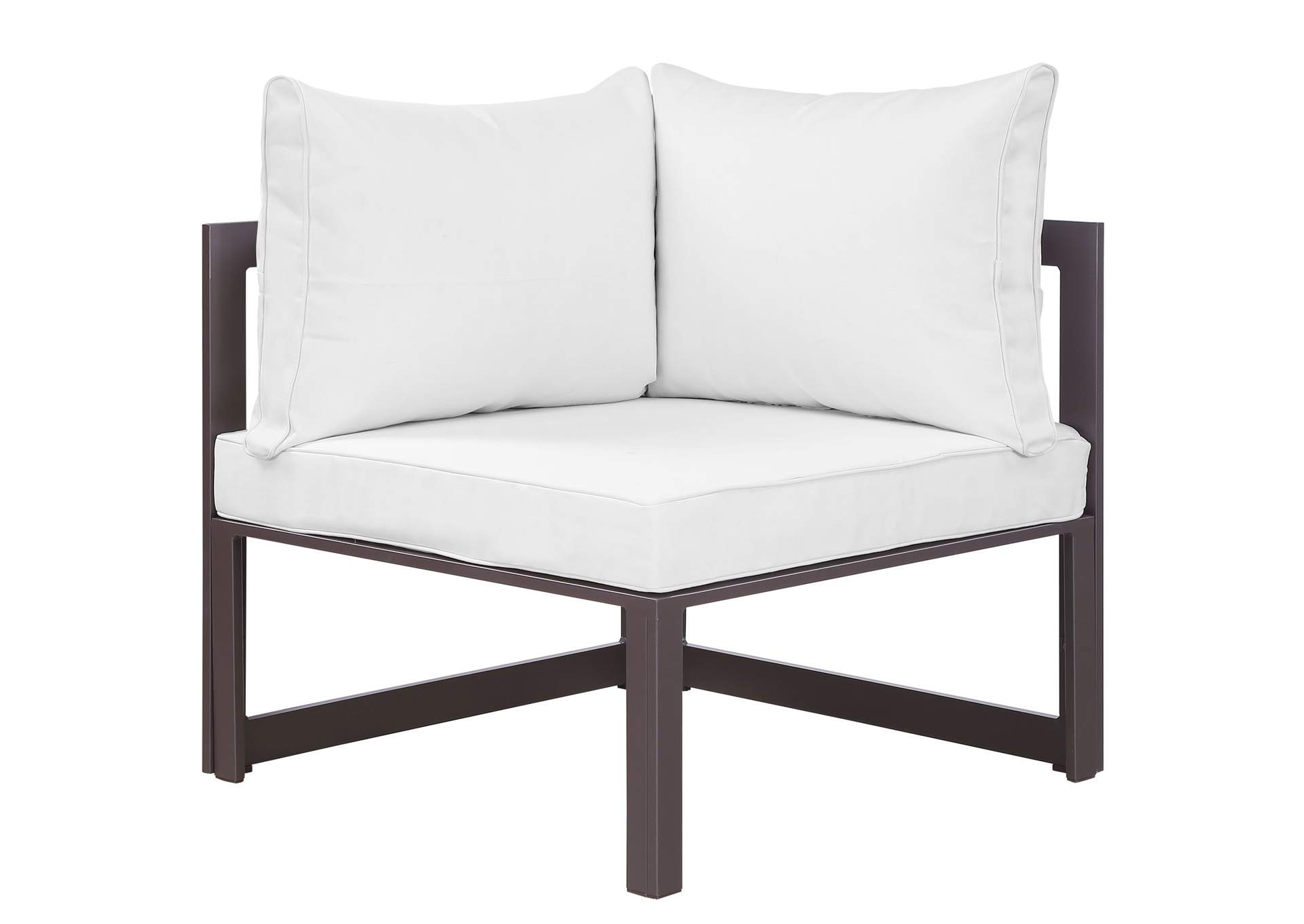 Brown White Fortuna Corner Outdoor Patio Armchair,Modway