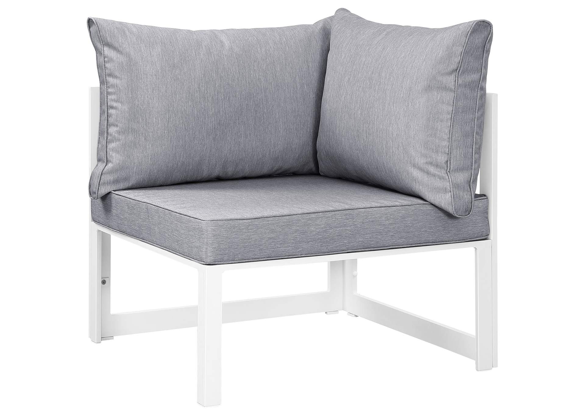 White Gray Fortuna Corner Outdoor Patio Armchair,Modway