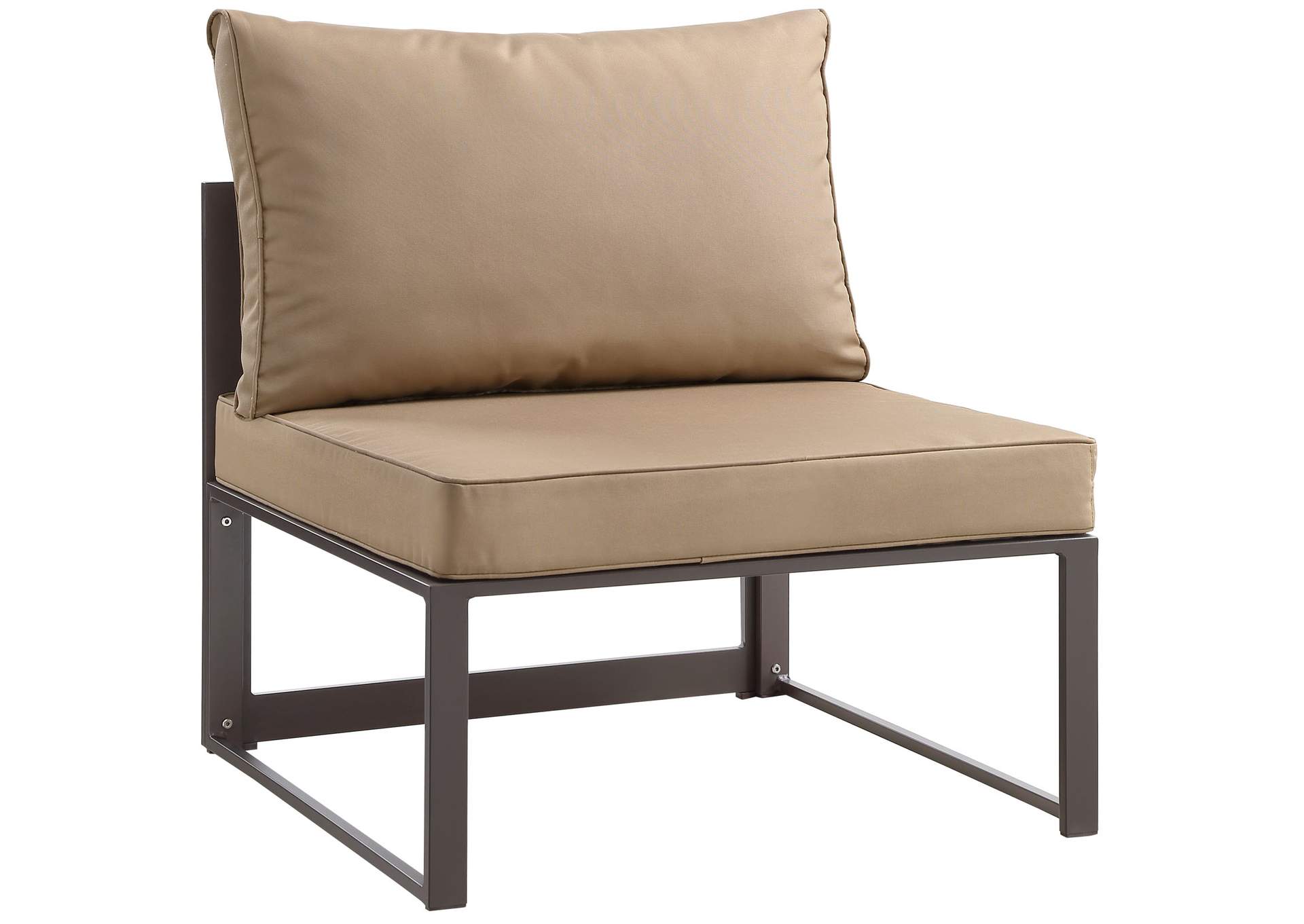 Fortuna Brown Mocha Armless Outdoor Patio Chair,Modway