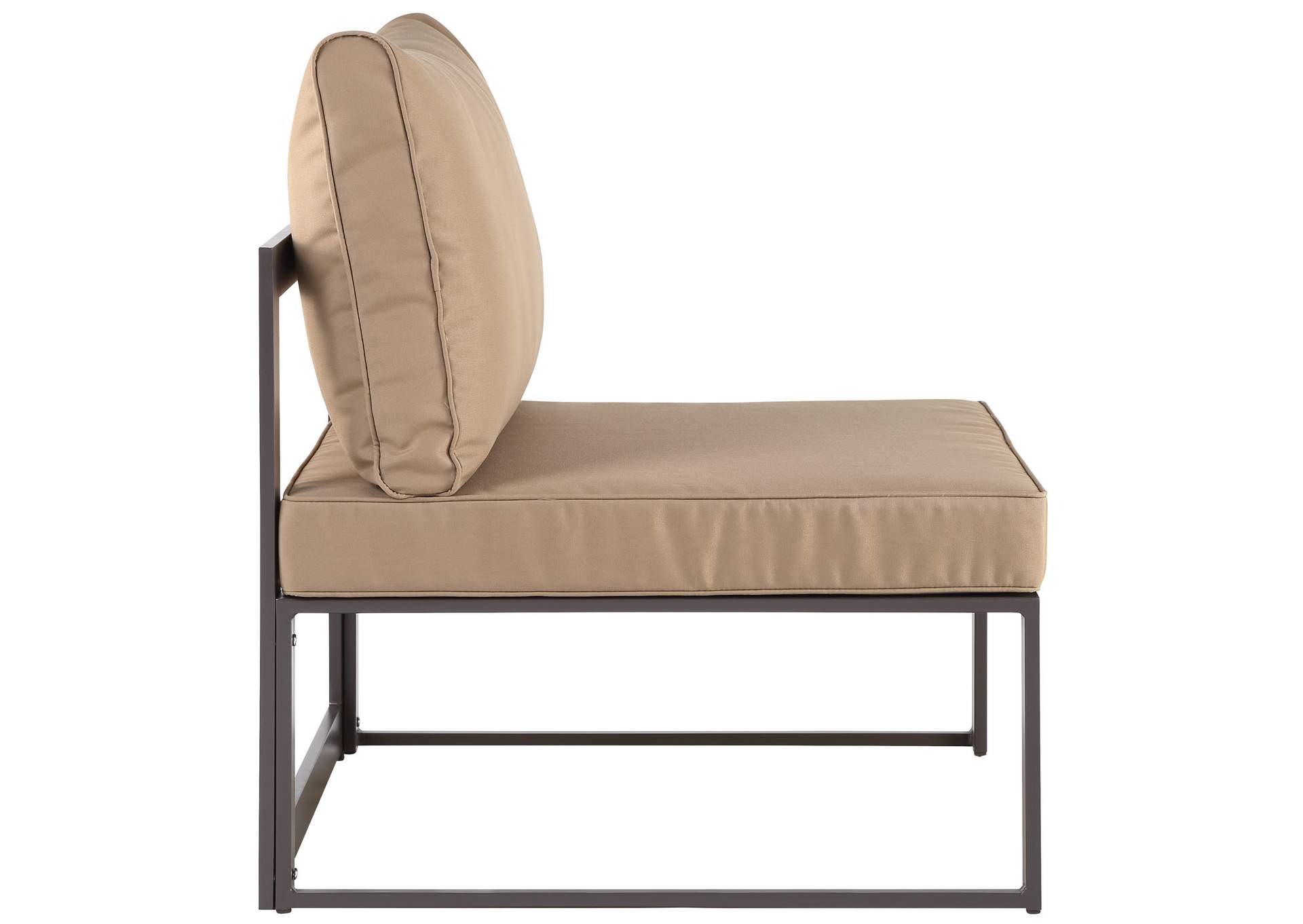 Fortuna Brown Mocha Armless Outdoor Patio Chair,Modway