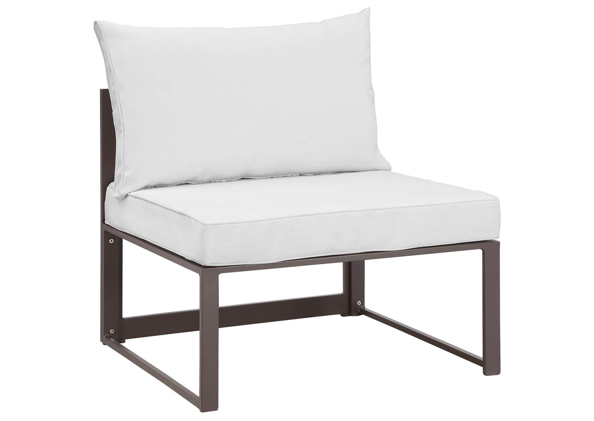 Fortuna Brown White Armless Outdoor Patio Chair,Modway