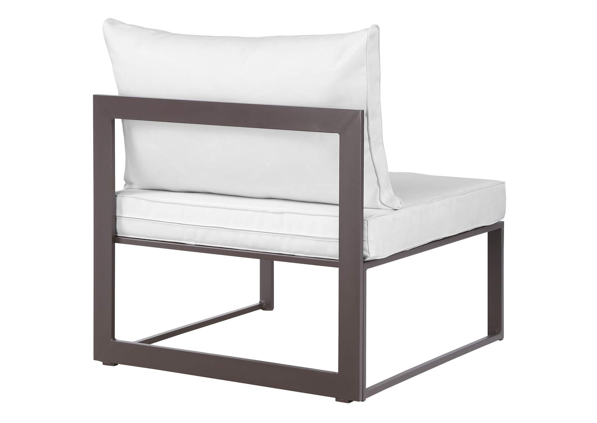 Fortuna Brown White Armless Outdoor Patio Chair,Modway