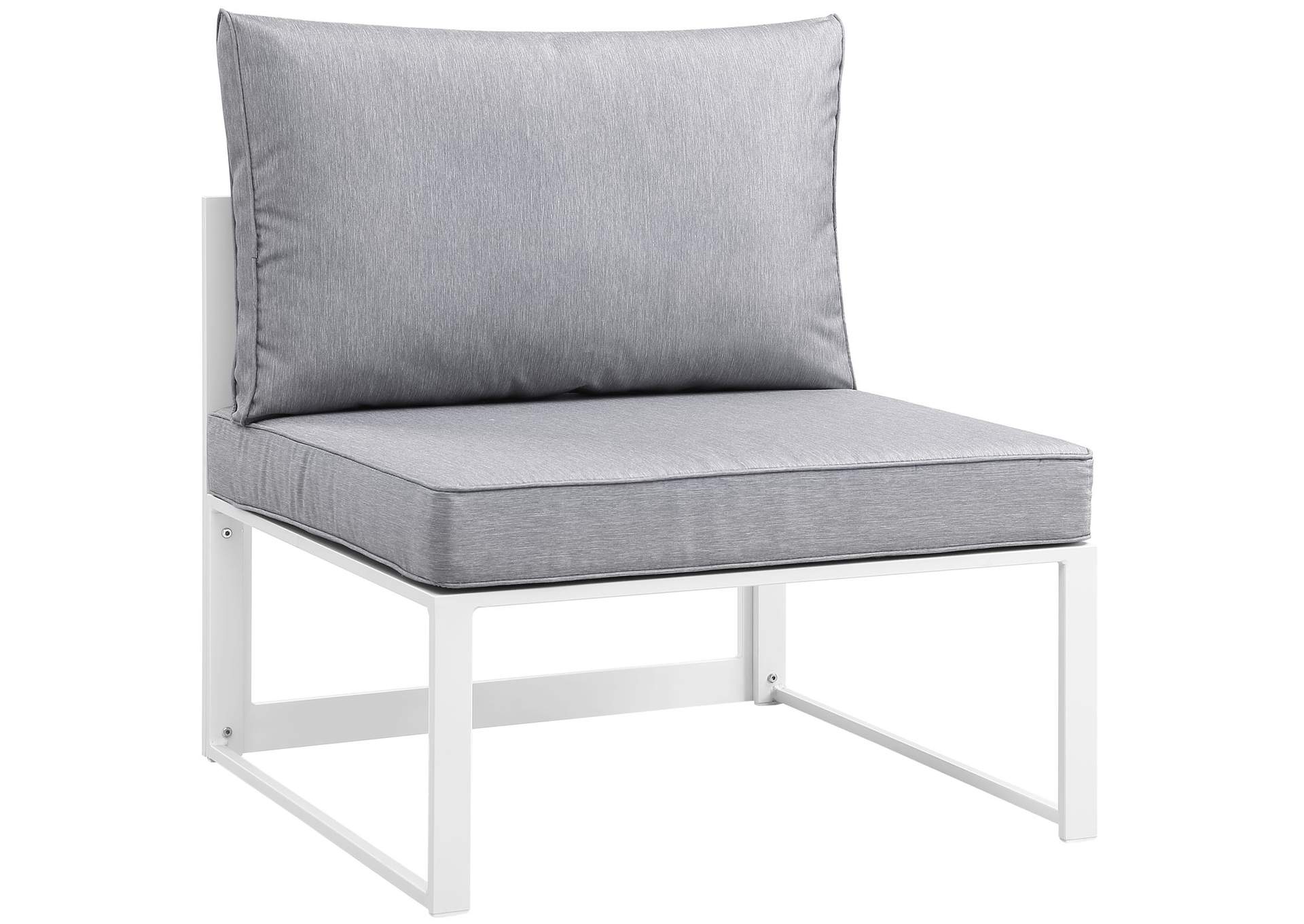 Fortuna White Gray Armless Outdoor Patio Chair,Modway