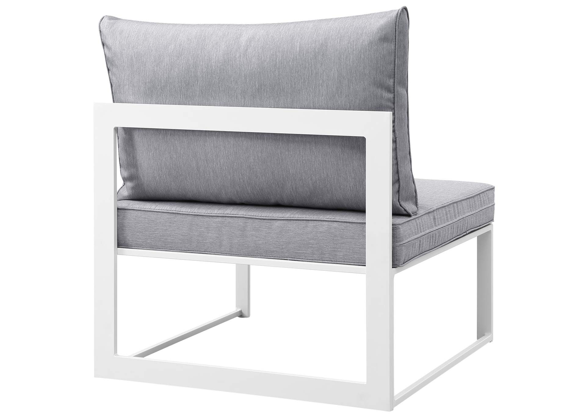 Fortuna White Gray Armless Outdoor Patio Chair,Modway