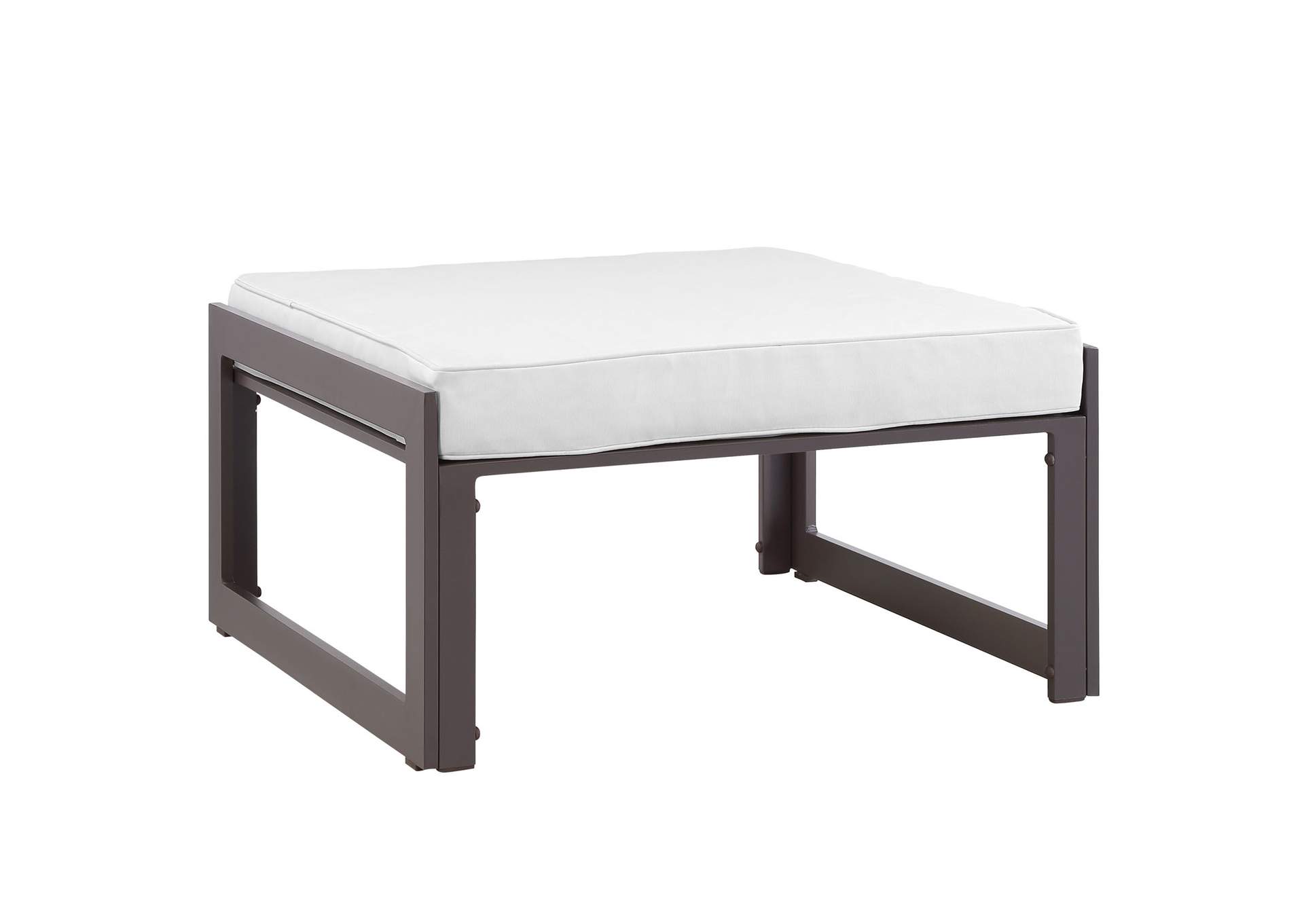 Brown White Fortuna Outdoor Patio Ottoman,Modway