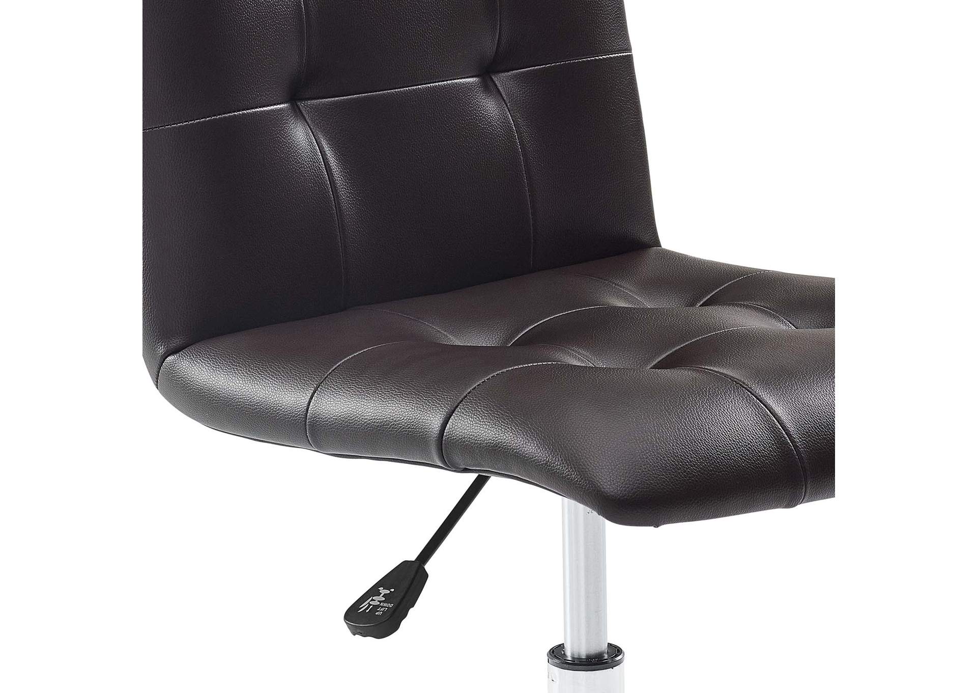 Prim Brown Armless Mid Back Office Chair,Modway