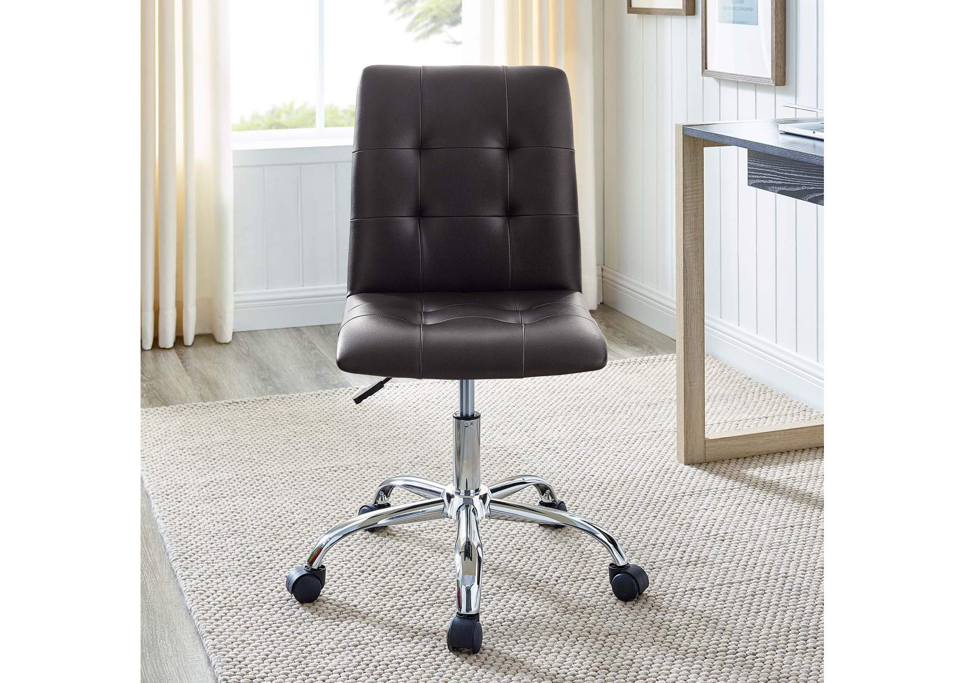 Prim Brown Armless Mid Back Office Chair,Modway