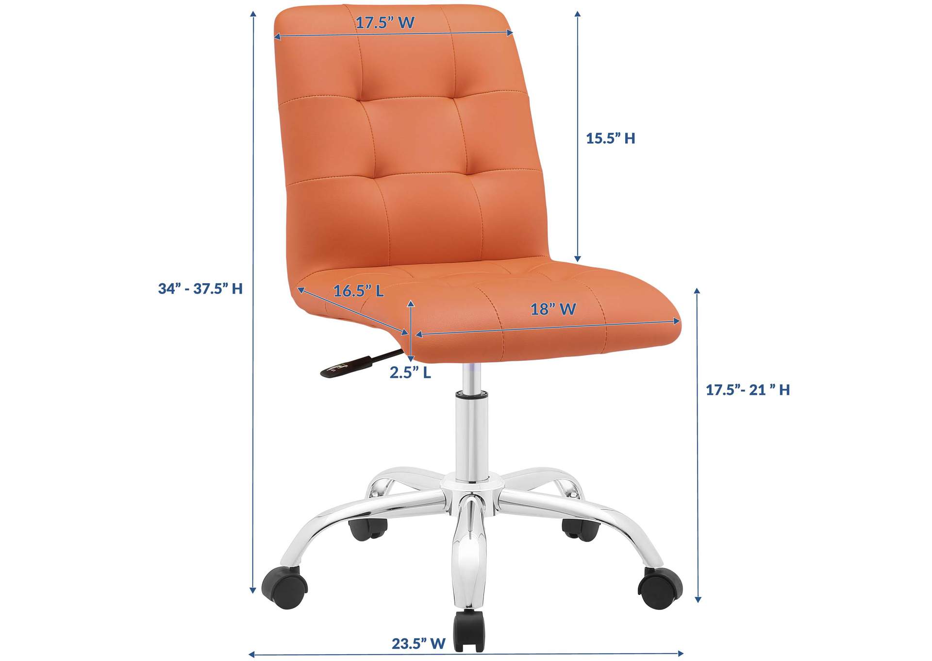 Prim Orange Armless Mid Back Office Chair,Modway