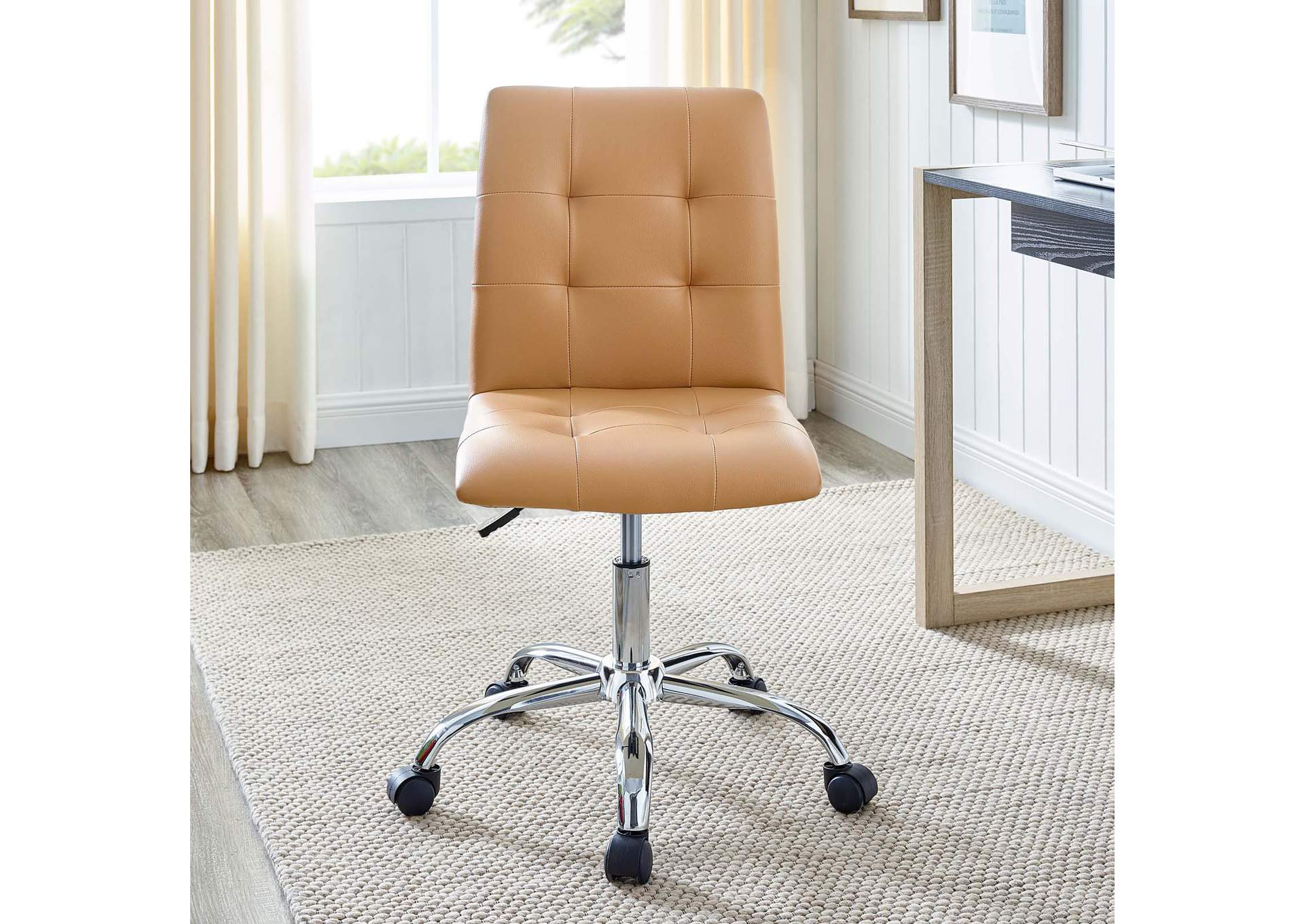 Prim Tan Armless Mid Back Office Chair,Modway