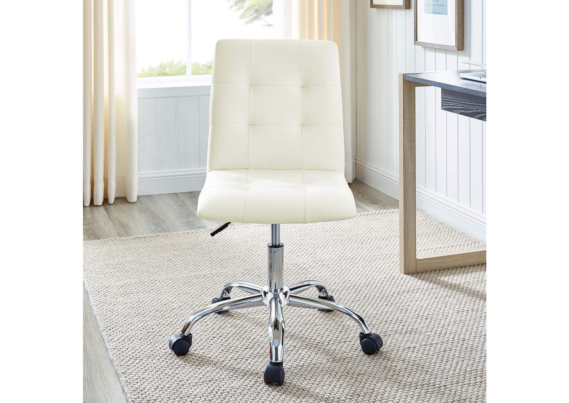 Prim White Armless Mid Back Office Chair,Modway